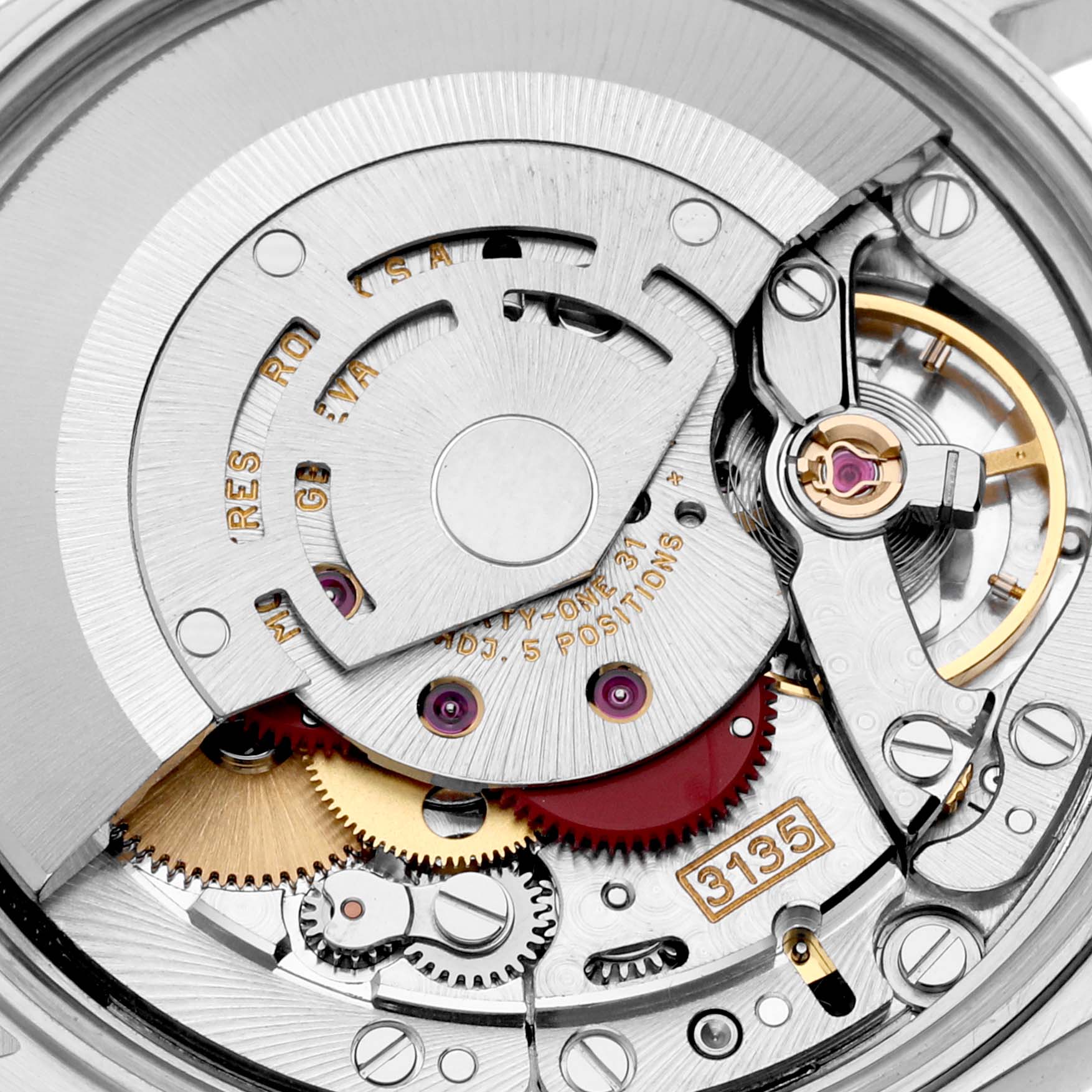 This image shows a close-up view of the movement mechanics of the Rolex Datejust 15223 Men's Steel and Gold (two tone) Champagne Dial 15223 Men's Steel and Gold (two tone) Champagne Dial watch model.