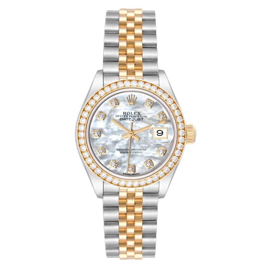 Rolex Datejust 28 Steel Rolesor Yellow Gold MOP Diamond Ladies Watch 279383 SwissWatchExpo