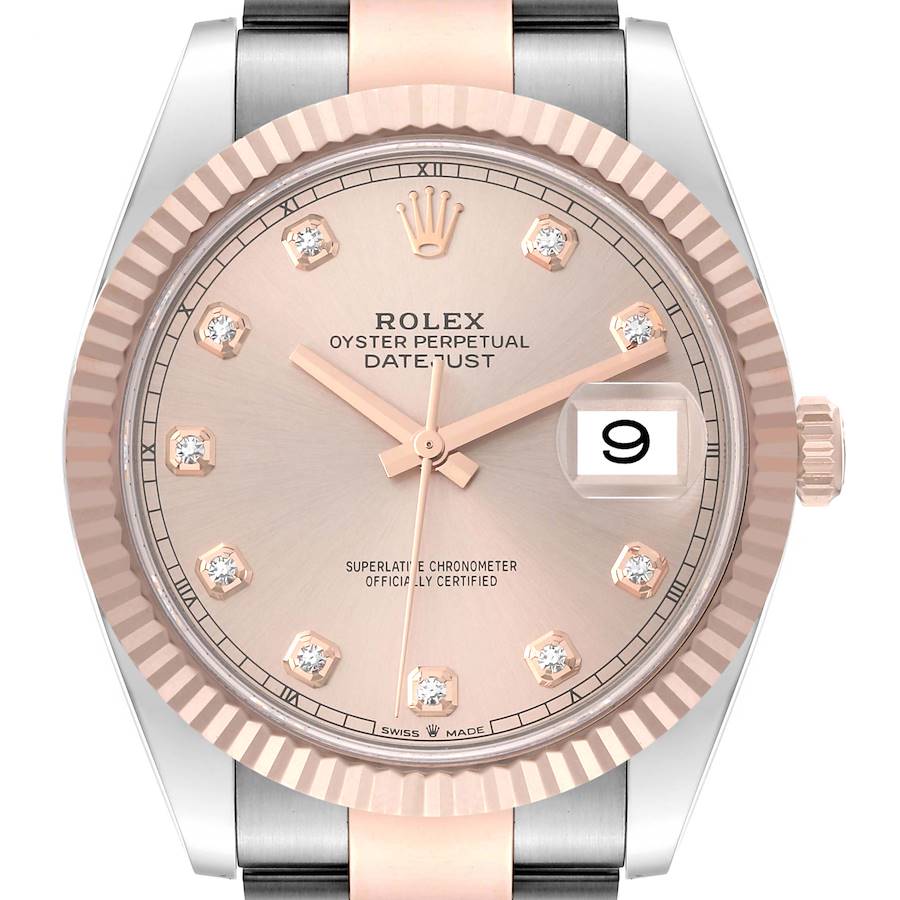 Rolex Datejust 41 Steel Rose Gold Sundust Diamond Mens Watch 126331 Box Card SwissWatchExpo