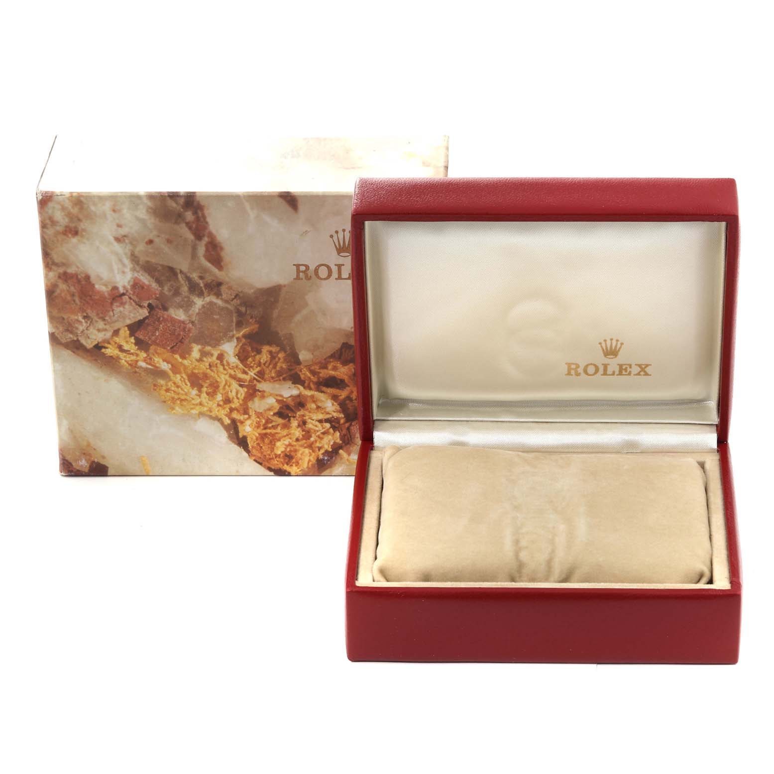 The image shows an open Rolex Datejust 69278 Women's Yellow Gold Champagne Dial 69278 Women's Yellow Gold Champagne Dial watch box and its outer packaging.