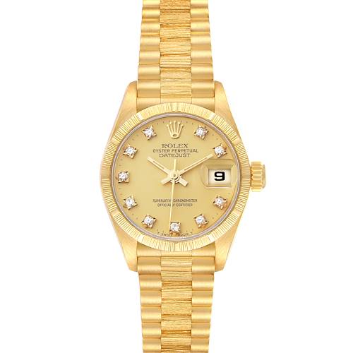 Photo of Rolex Datejust President Diamond Dial Yellow Gold Bark Finish Ladies Watch 69278