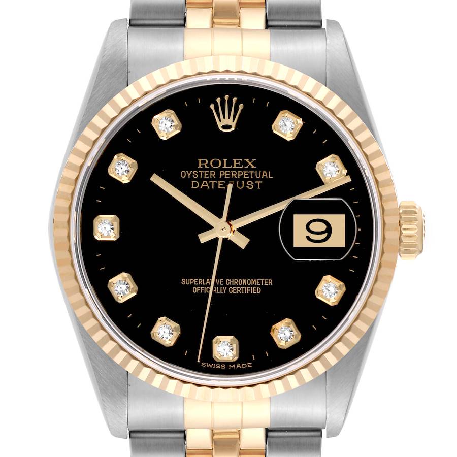 Rolex Datejust Stainless Steel Yellow Gold Mens Watch 16233 Box Tag SwissWatchExpo