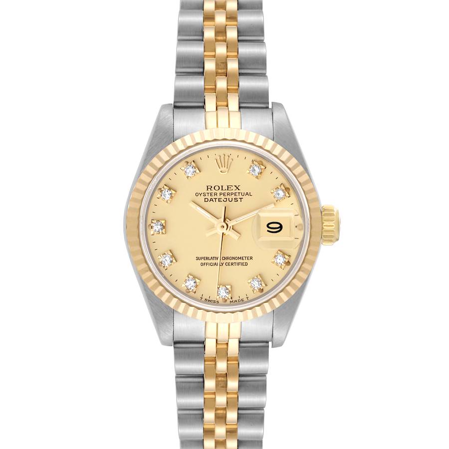 Rolex Datejust Steel Yellow Gold Diamond Dial Ladies Watch 69173 Box Papers SwissWatchExpo