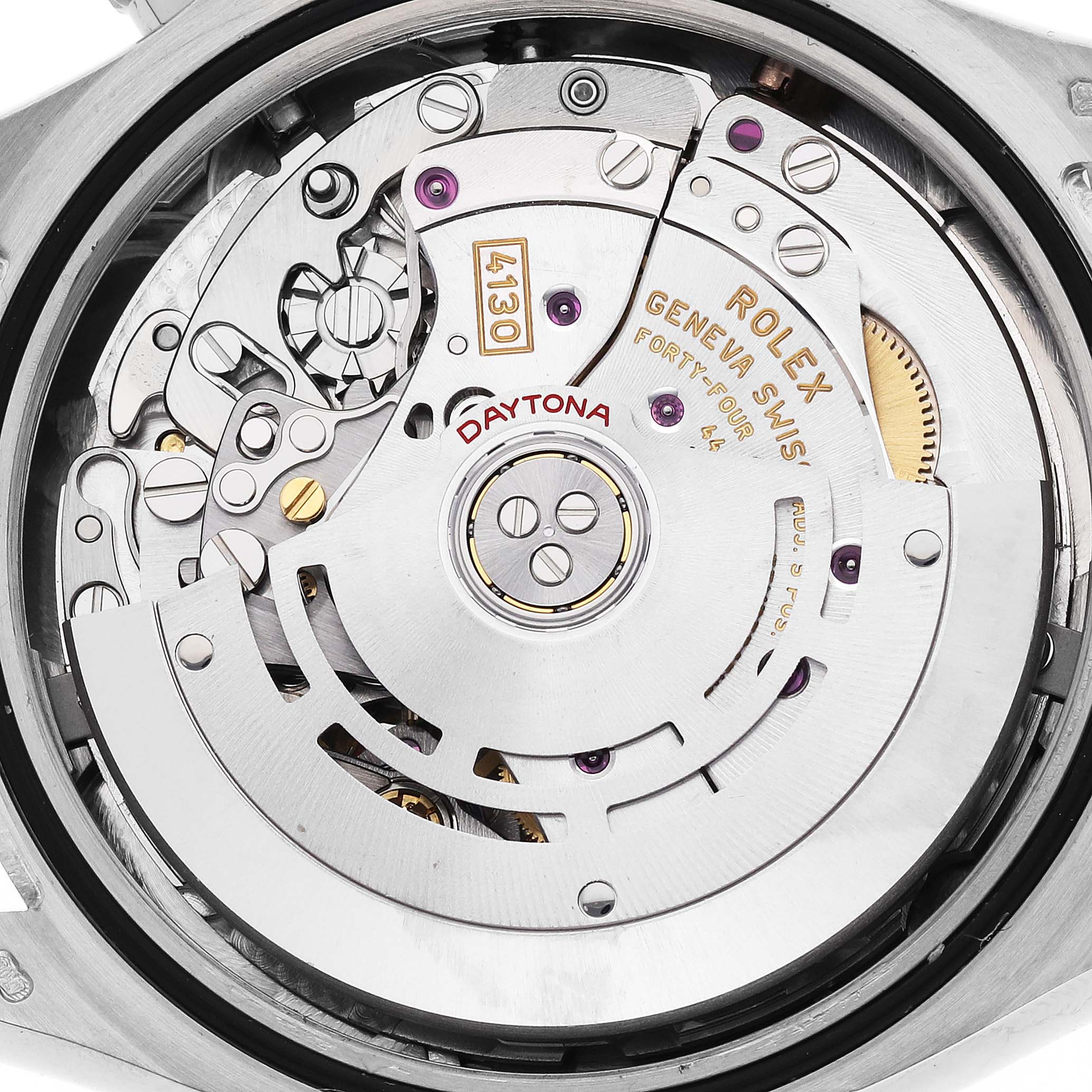 This image shows a close-up of the internal movement mechanism of a Rolex Daytona 116509 Men's White Gold Blue Dial 116509 Men's White Gold Blue Dial watch, highlighting the intricate components.