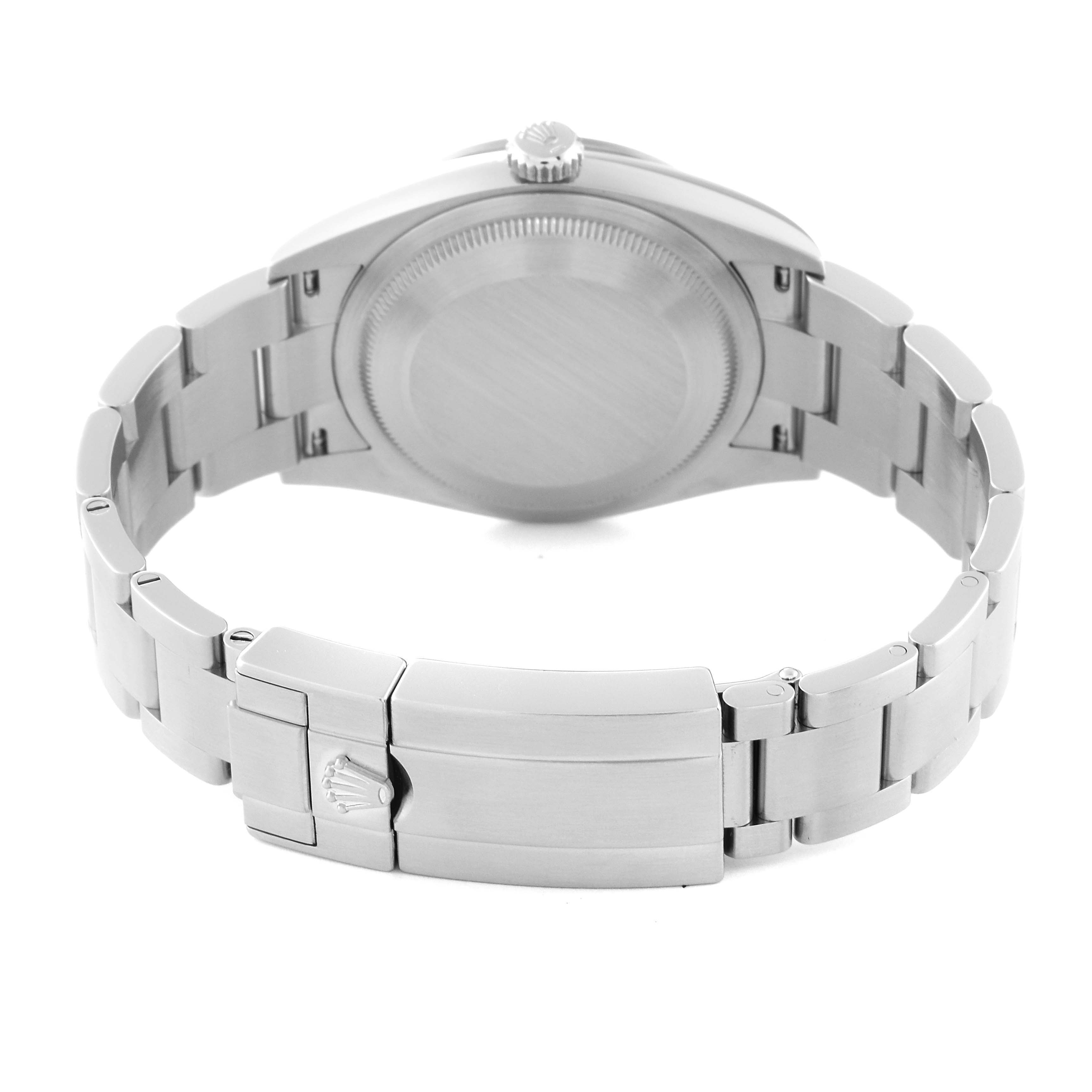 This image shows the back case and clasp of a Rolex Explorer 124270 Men
s Stainless Steel Black Dial 124270 Men
s Stainless Steel Black Dial watch.