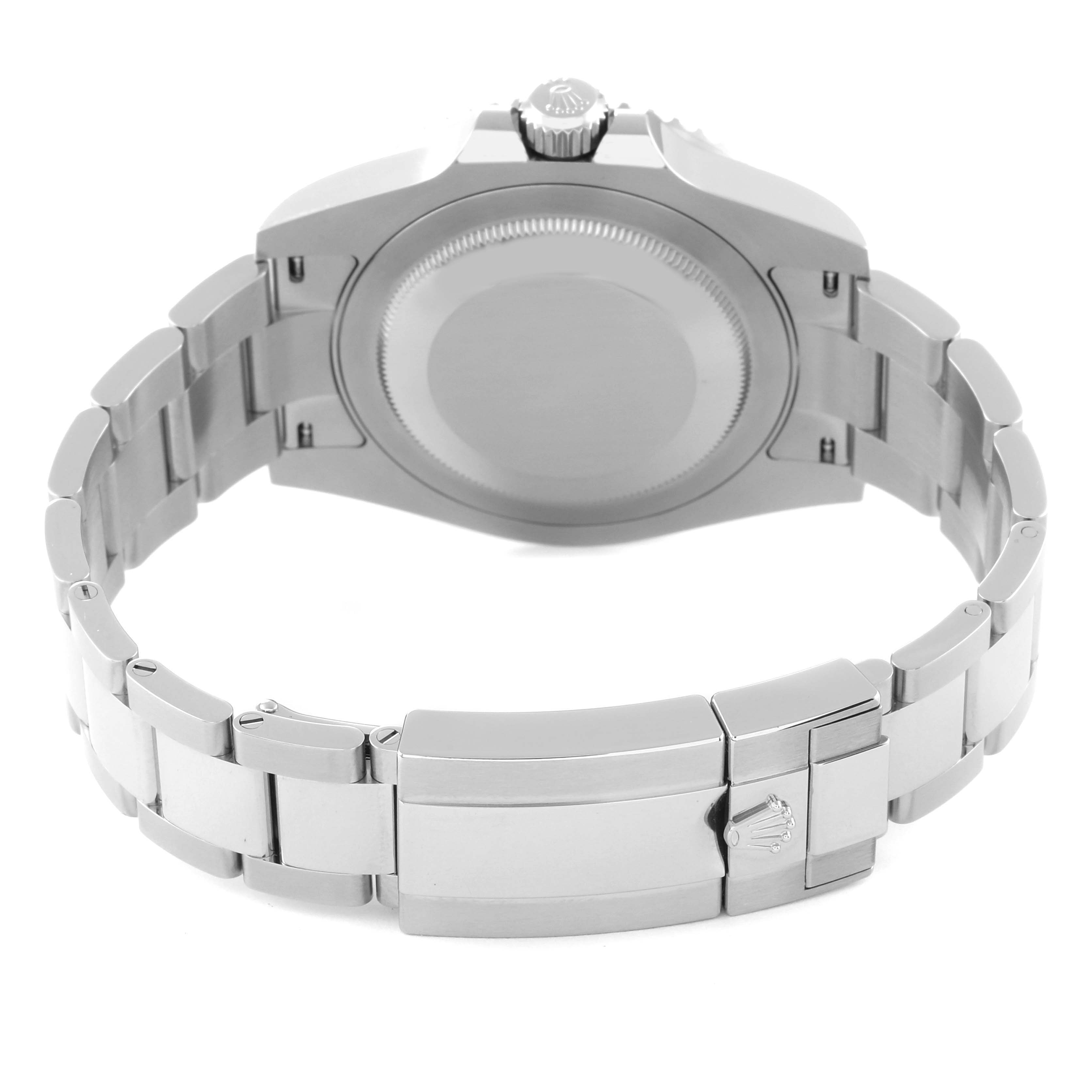 The image shows the back of the Rolex GMT-Master 126720VTNR-0001 Men's Stainless Steel Black Dial 126720VTNR-0001 Men's Stainless Steel Black Dial watch, highlighting the case back, crown, and metal bracelet with a clasp.