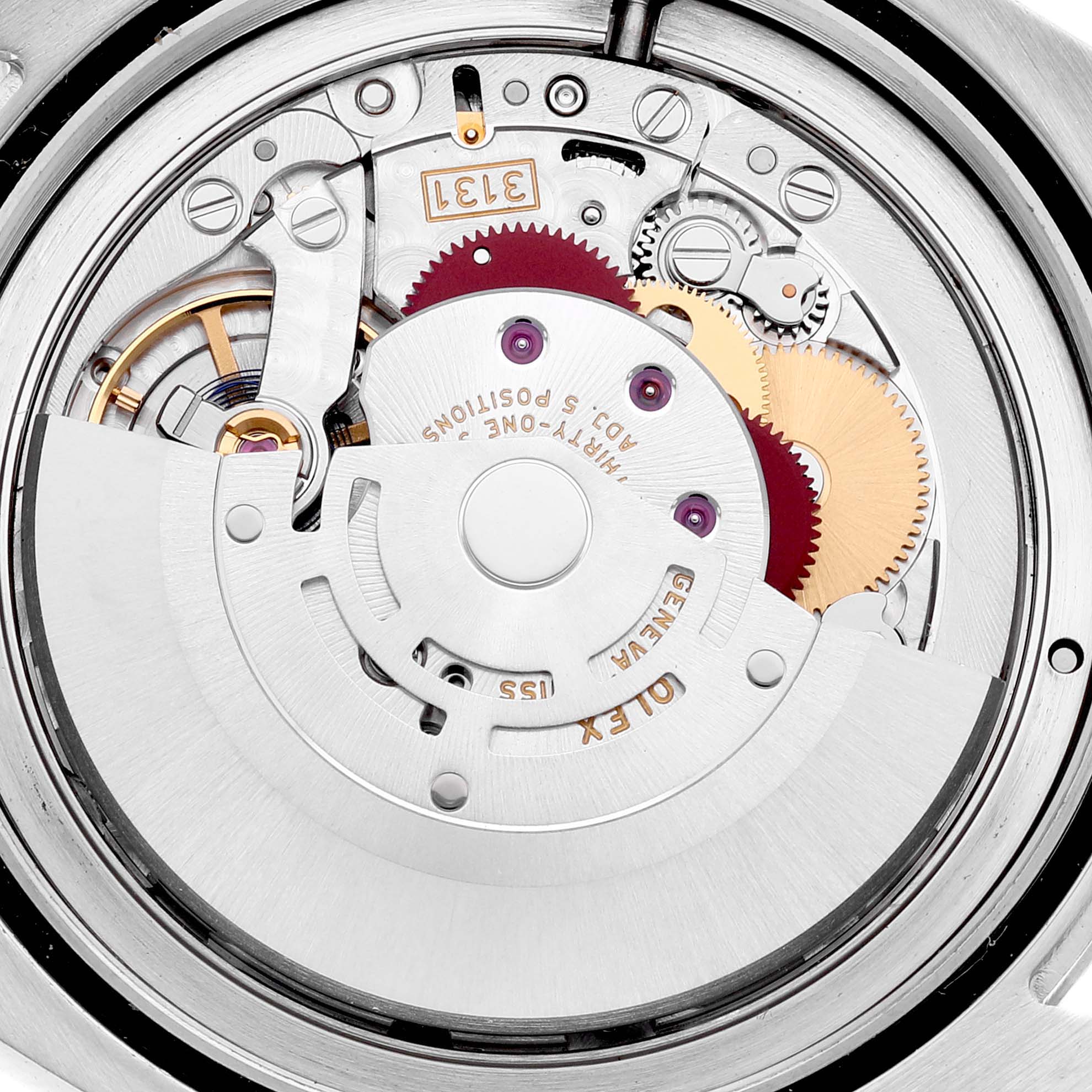 This image shows the internal mechanism of a Rolex Milgauss 116400 Men
s Stainless Steel Black Dial 116400 Men
s Stainless Steel Black Dial watch, including gears and other parts from the back view.