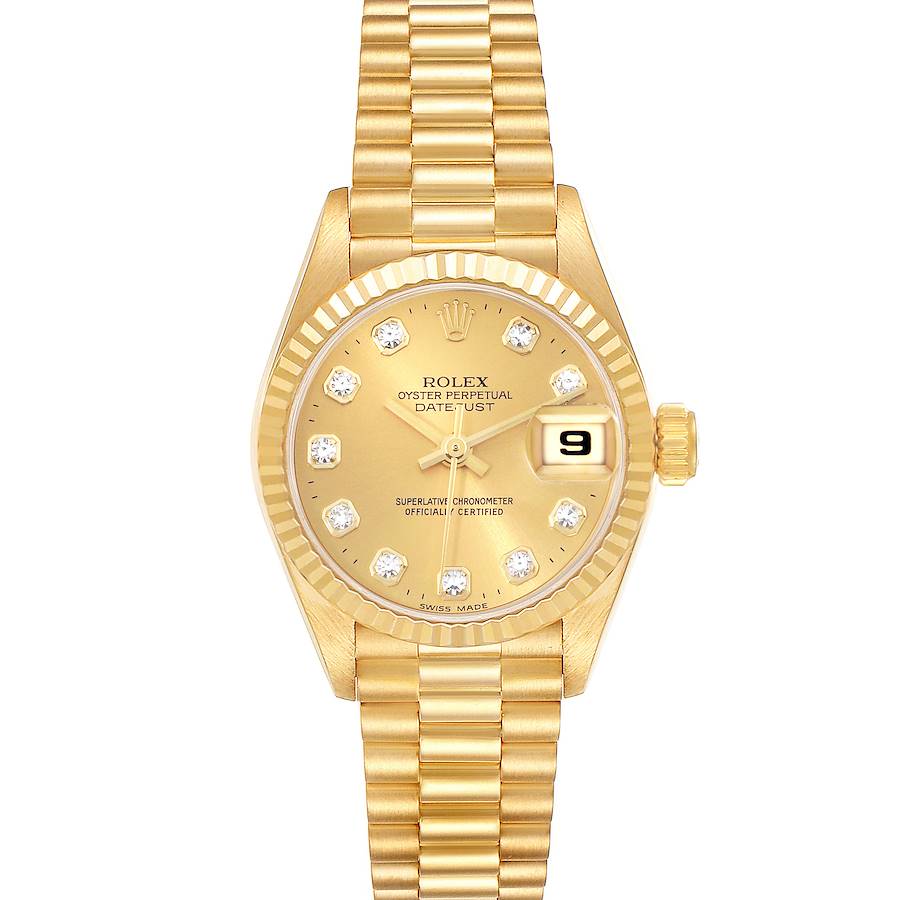 Rolex President Datejust Yellow Gold Diamond Dial Ladies Watch 69178 SwissWatchExpo