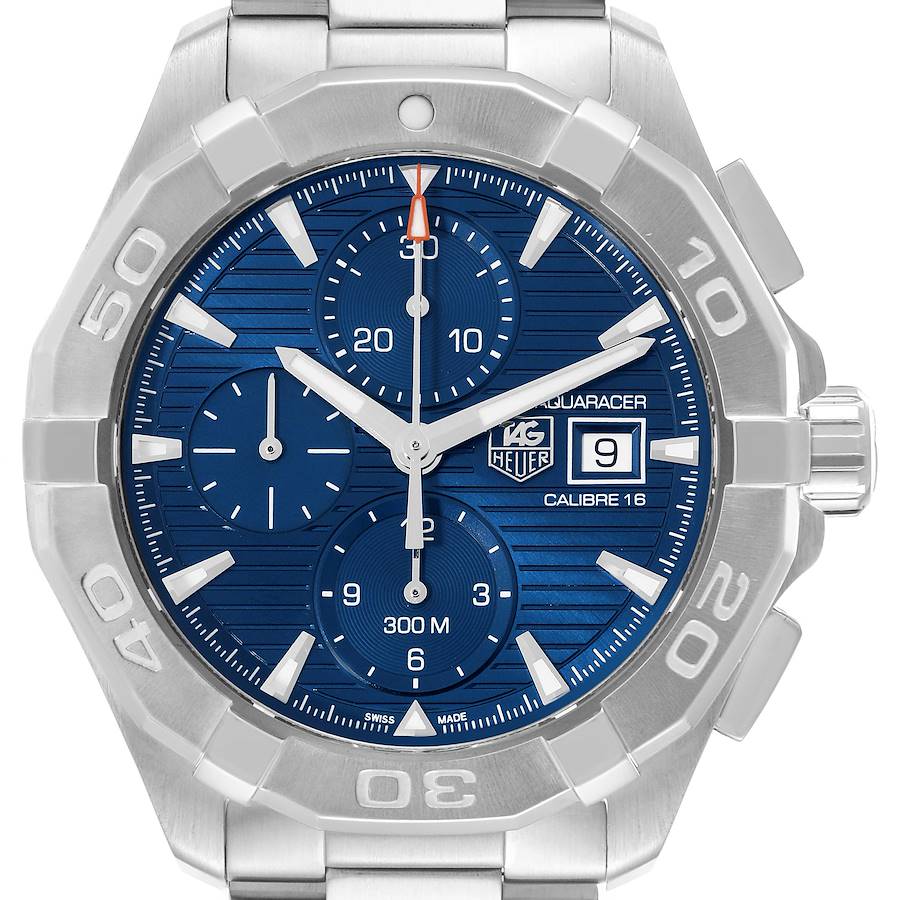 Tag Heuer Aquaracer Chronograph Blue Dial Steel Mens Watch CAY2112 Card SwissWatchExpo