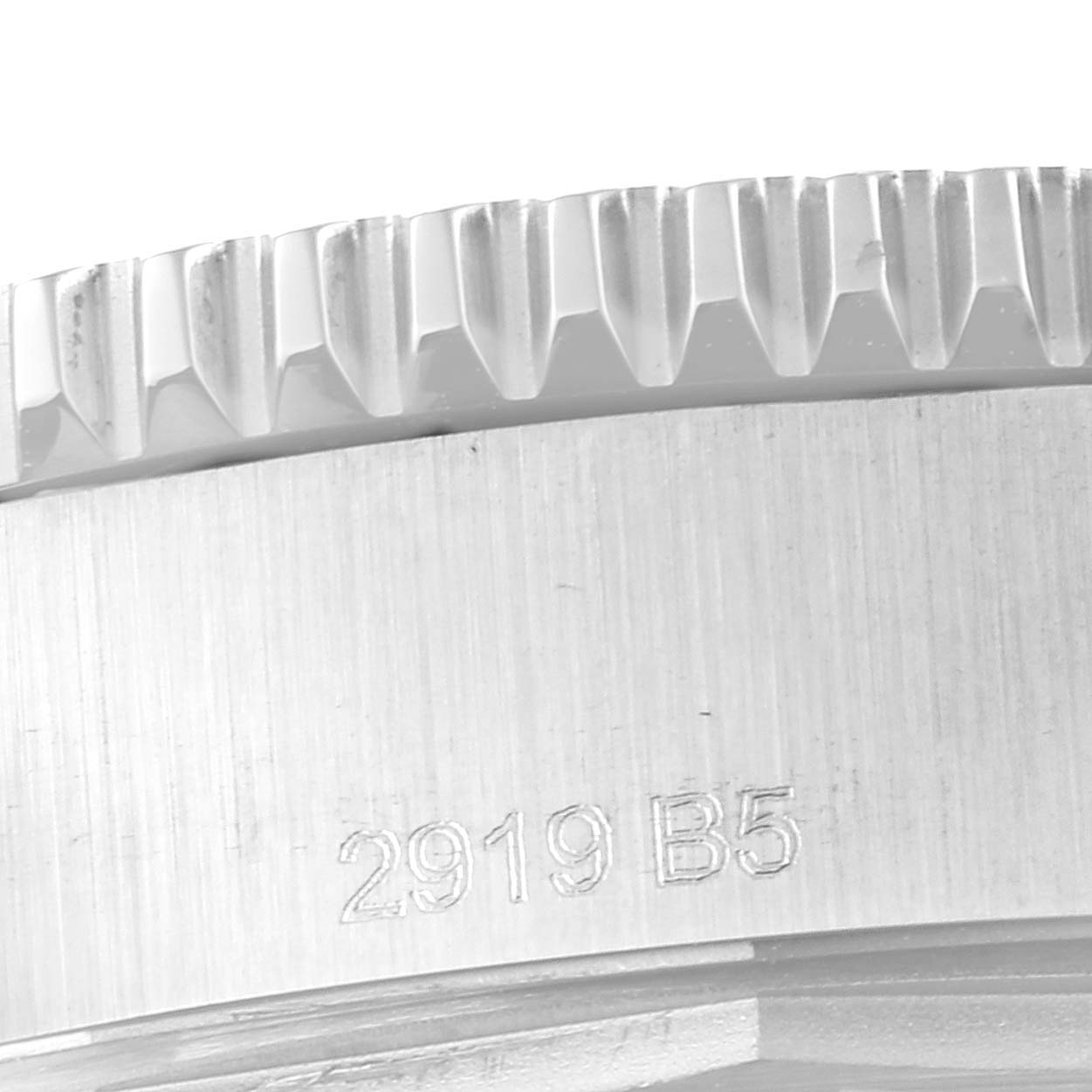 This close-up image shows the side view of the bezel and part of the case of a Breitling Superocean A17366 Men's Stainless Steel Black Dial A17366 Men's Stainless Steel Black Dial watch.