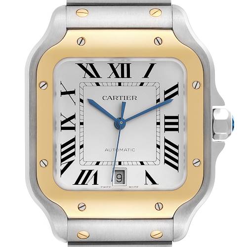 Photo of Cartier Santos Large Steel Yellow Gold Mens Watch W2SA0009 Unworn