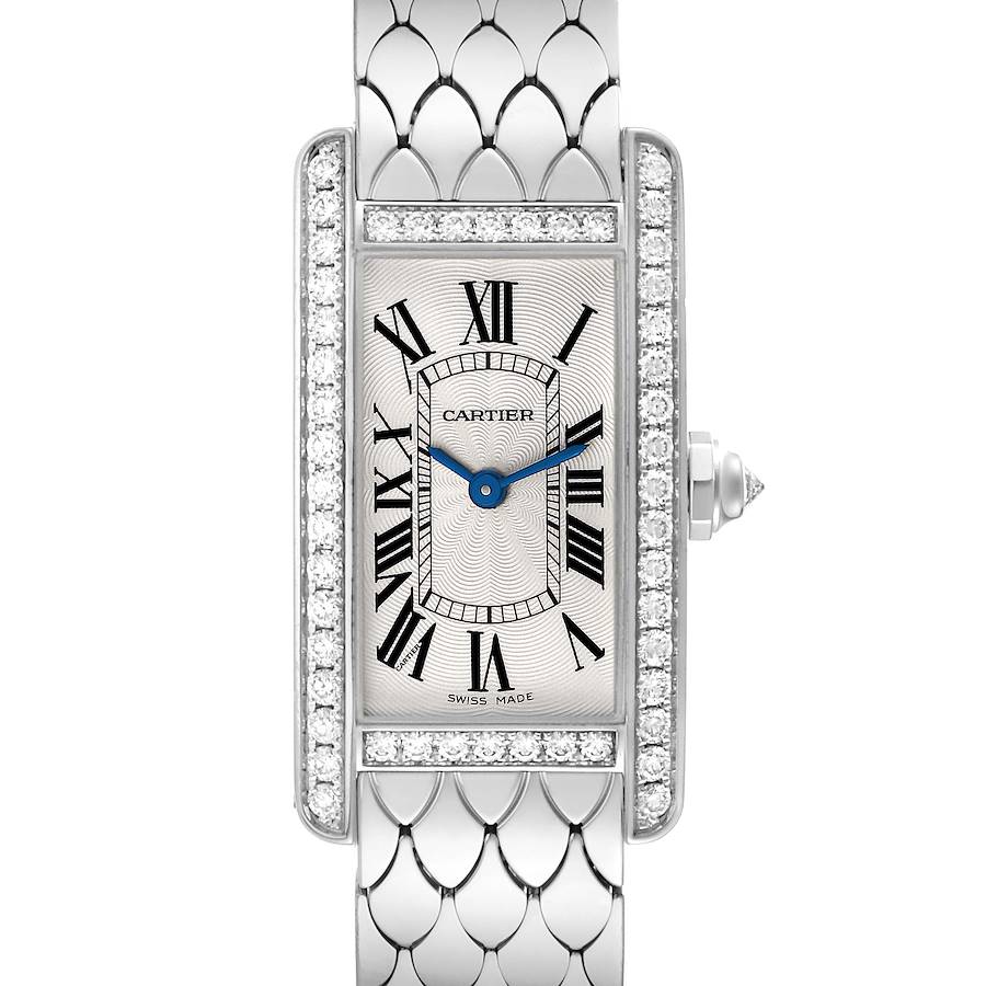 Cartier Tank Americaine White Gold Diamond Bezel Ladies Watch WB710009 SwissWatchExpo