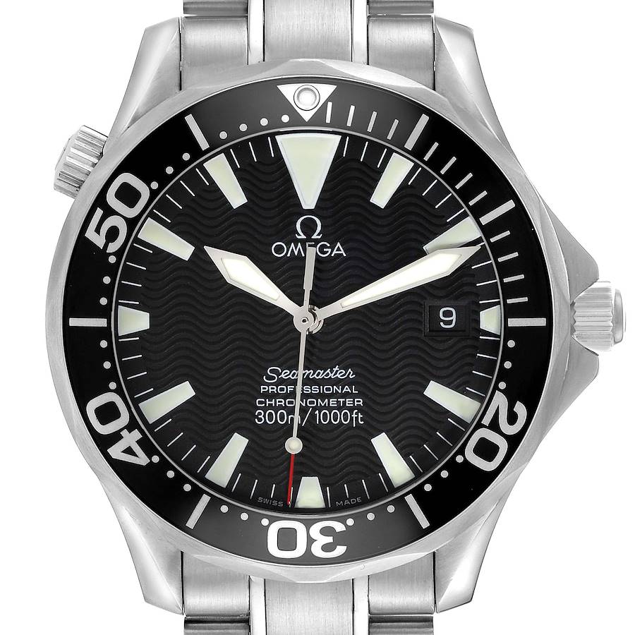 The Omega Seamaster model 2254.50.00 is shown from the front, displaying the face, bezel, and part of the bracelet.