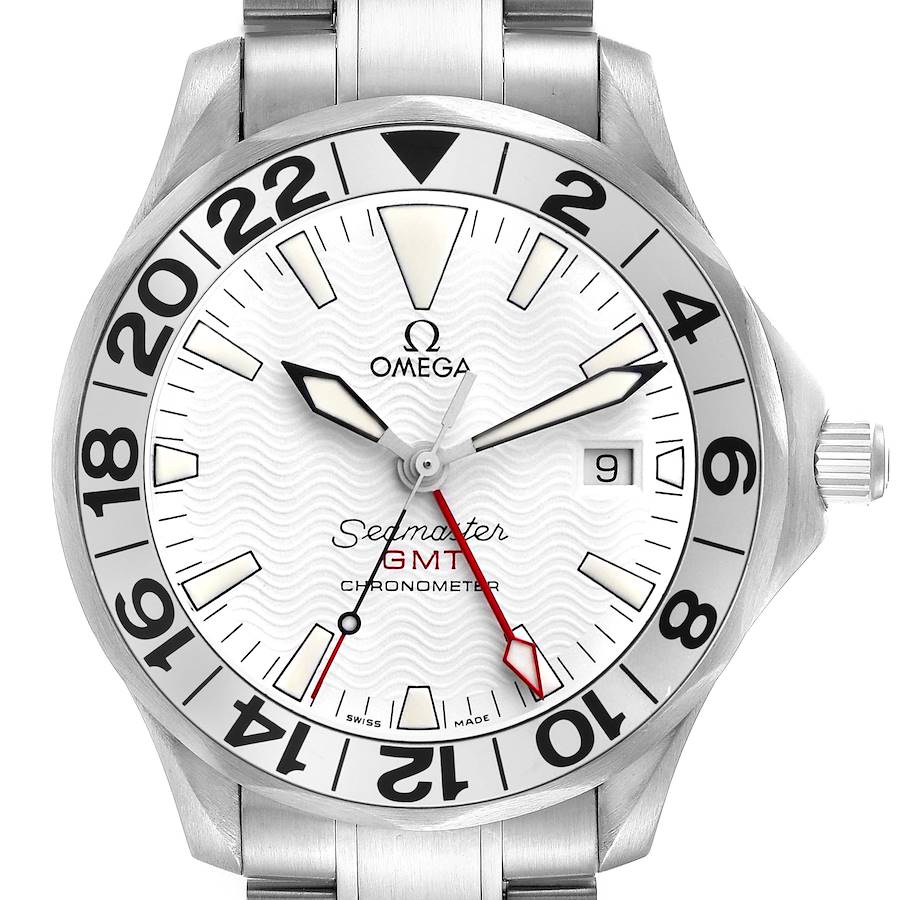 The Omega Seamaster model 2538.20.00 is shown from a front angle, displaying its dial, bezel, hands, date window, and part of the bracelet.