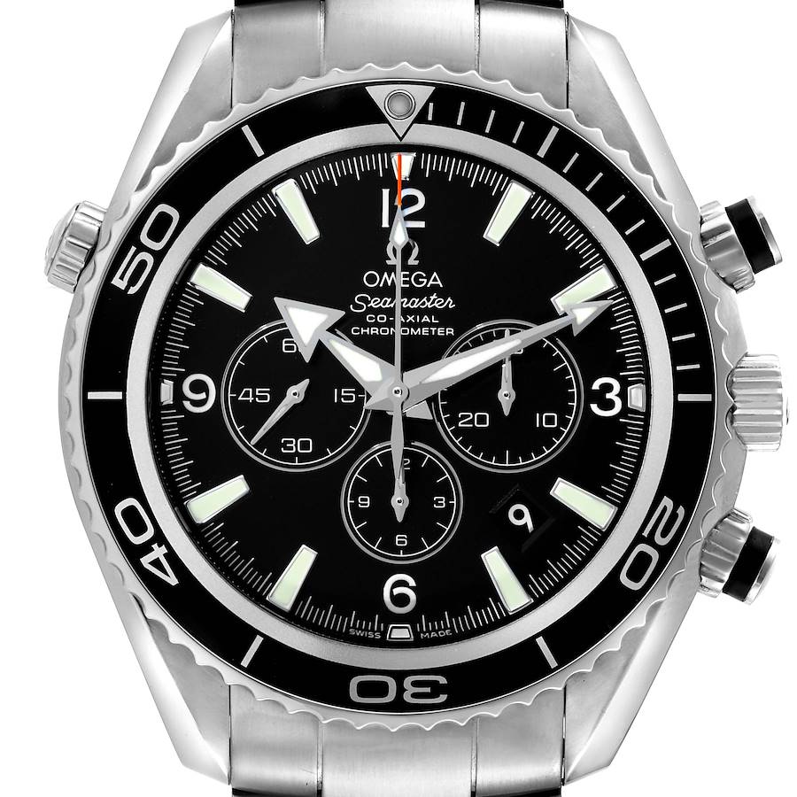 Omega Seamaster Planet Ocean Chronograph Steel Mens Watch 2210.50.00 Box Card SwissWatchExpo