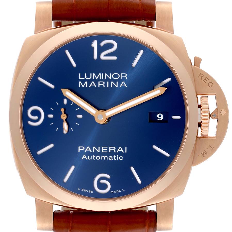 Panerai Luminor Marina Rose Gold Blue Dial Watch PAM01112 SwissWatchExpo