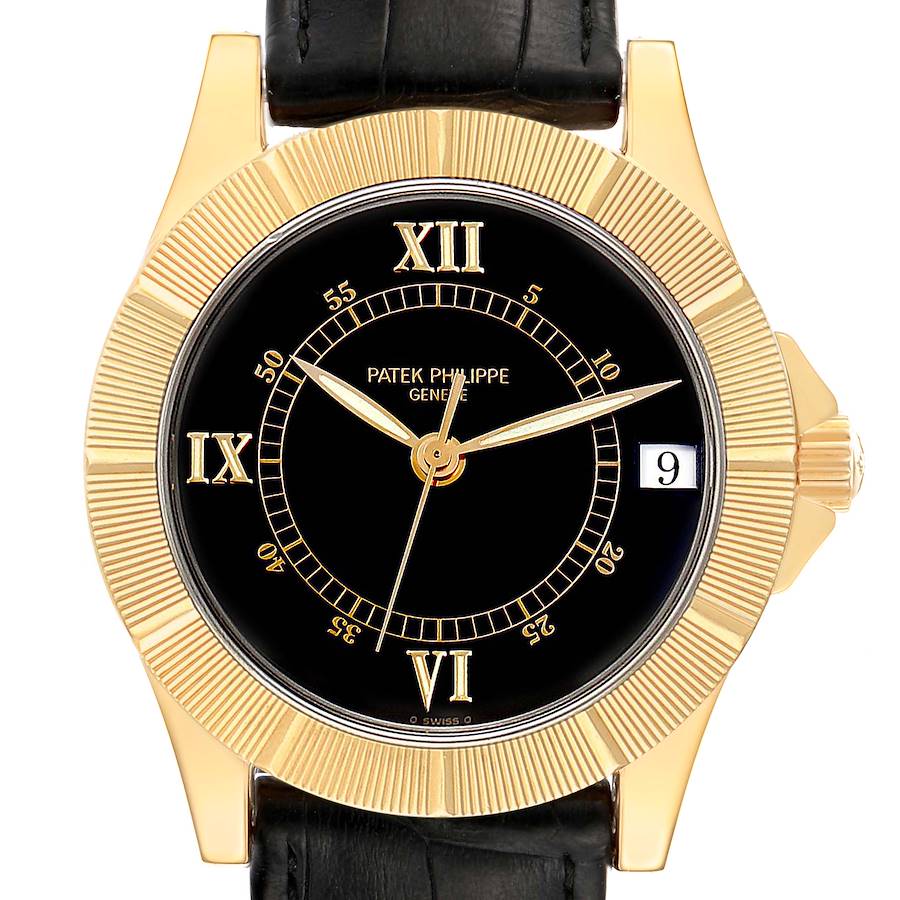 Patek Philippe Neptune Black Dial Yellow Gold Mens Watch 5081 SwissWatchExpo