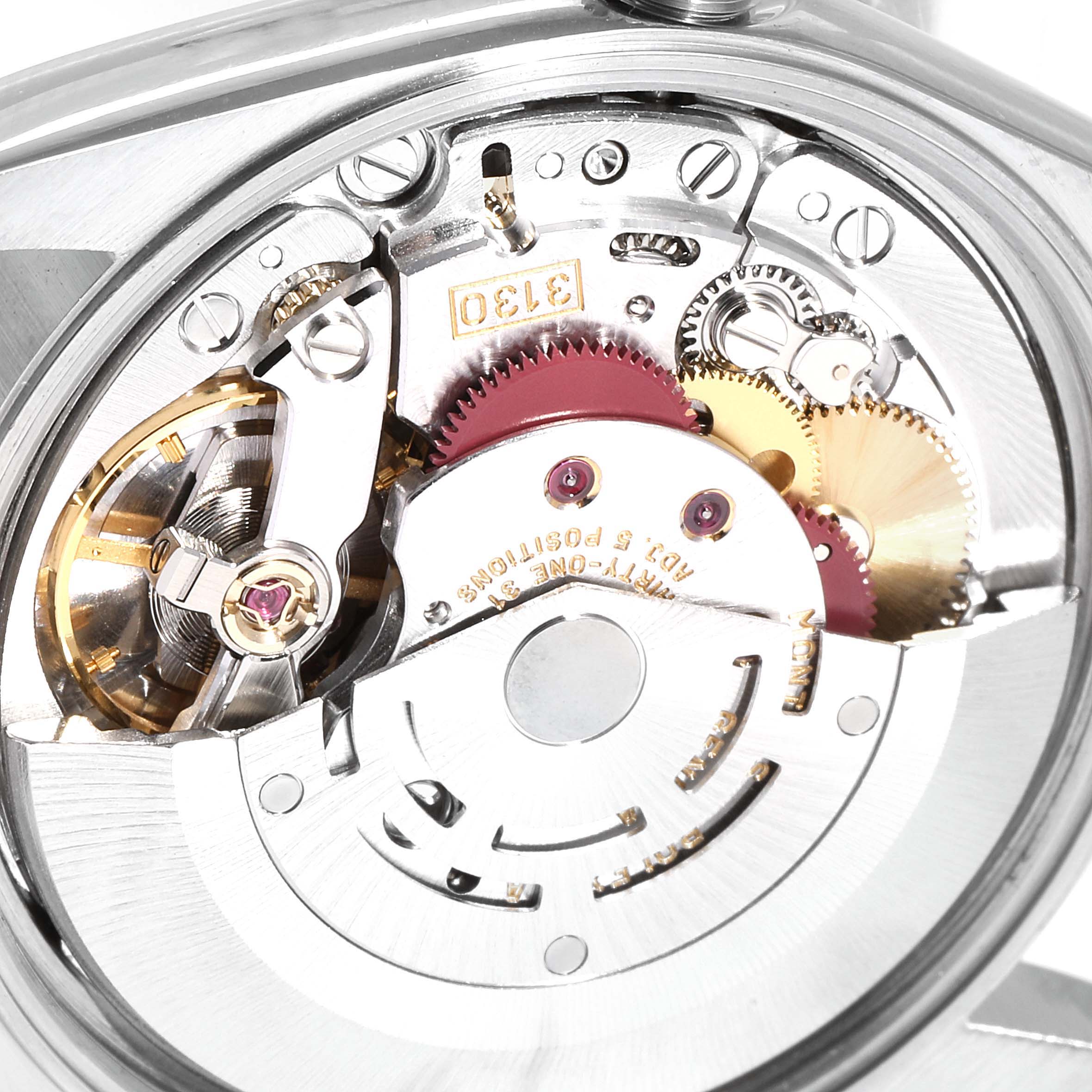 The image shows a close-up of the movement and internal components of a Rolex Air-King 14000 Men's Stainless Steel Silver Dial 14000 Men's Stainless Steel Silver Dial watch.