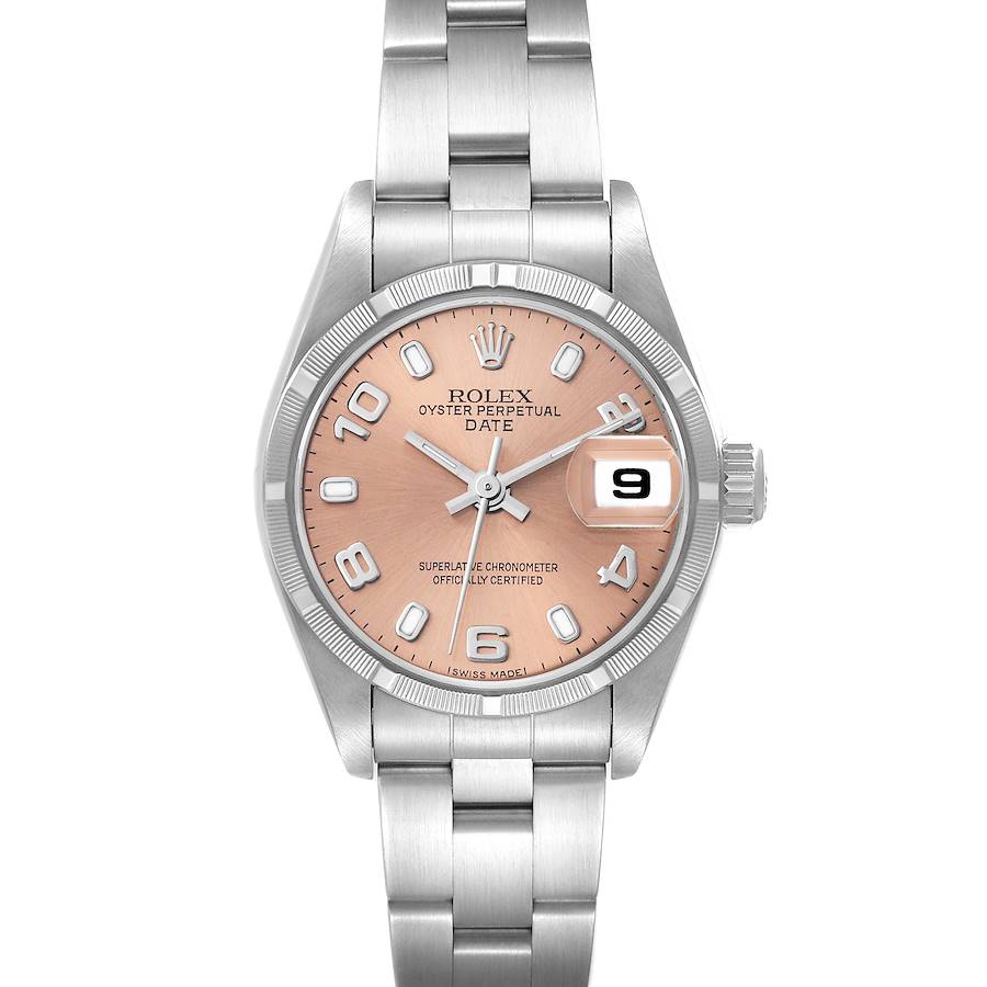 Rolex Date Salmon Dial Oyster Bracelet Steel Ladies Watch 79190 SwissWatchExpo