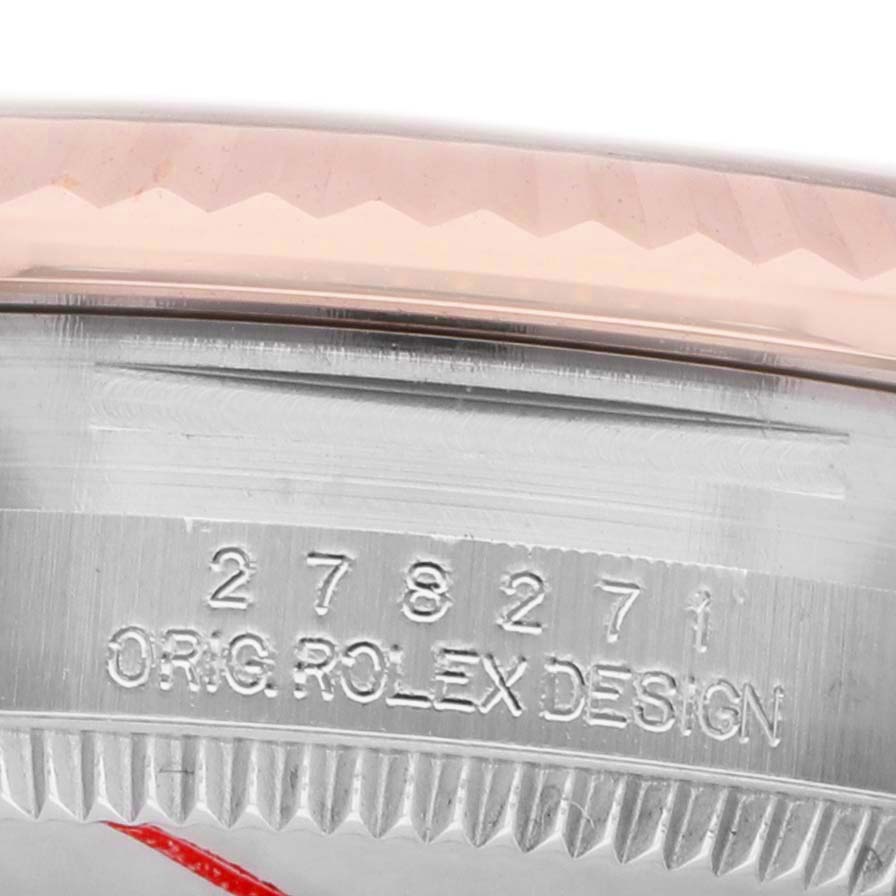 The image shows a close-up of the side of a Mid-Size Rolex watch, highlighting the serial number and "ORIG. ROLEX DESIGN" engraving.