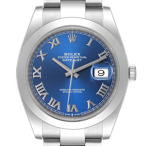 Photo of Rolex Datejust 41 Blue Roman Dial Steel Mens Watch 126300 Unworn