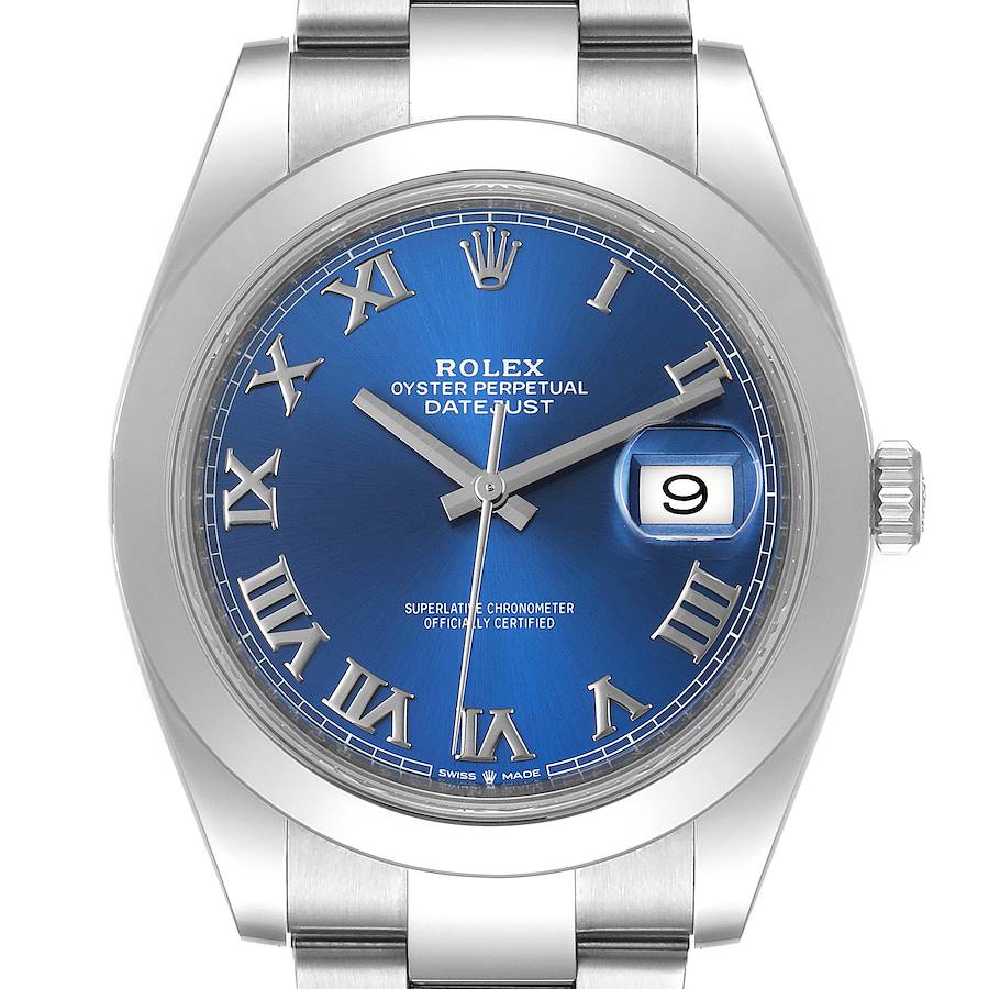 Rolex Datejust 41 Blue Roman Dial Steel Mens Watch 126300 Unworn SwissWatchExpo