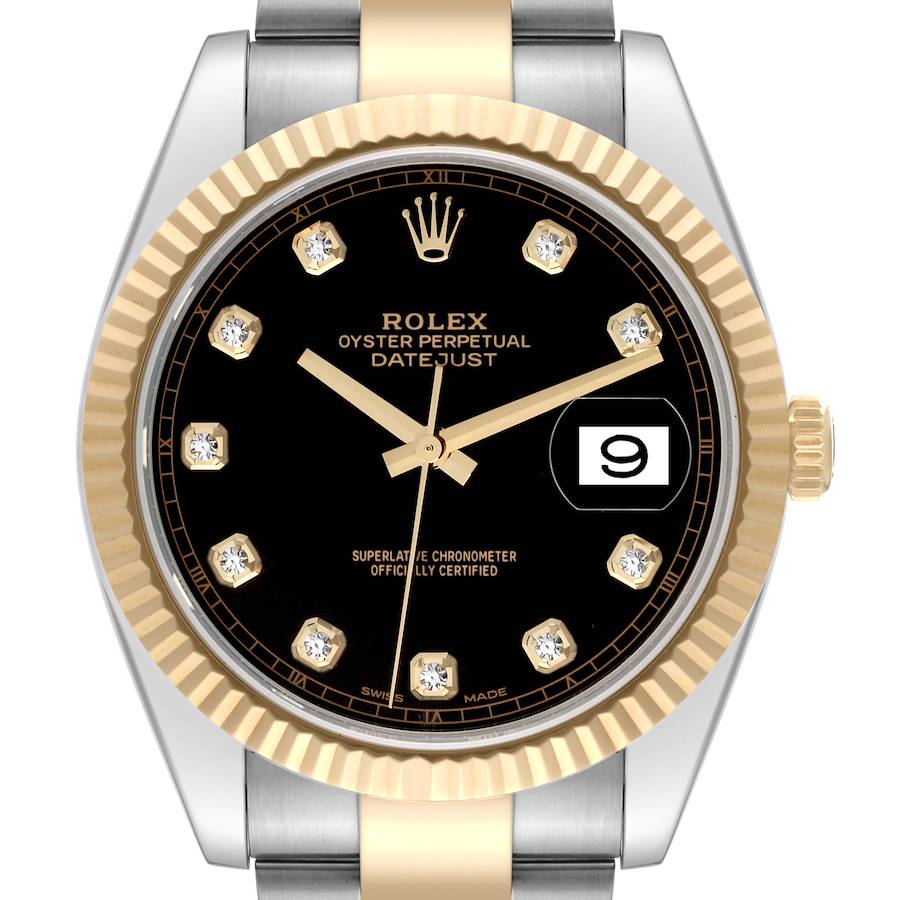 Rolex Datejust 41 Steel Yellow Gold Diamond Dial Mens Watch 126333 Box Card SwissWatchExpo