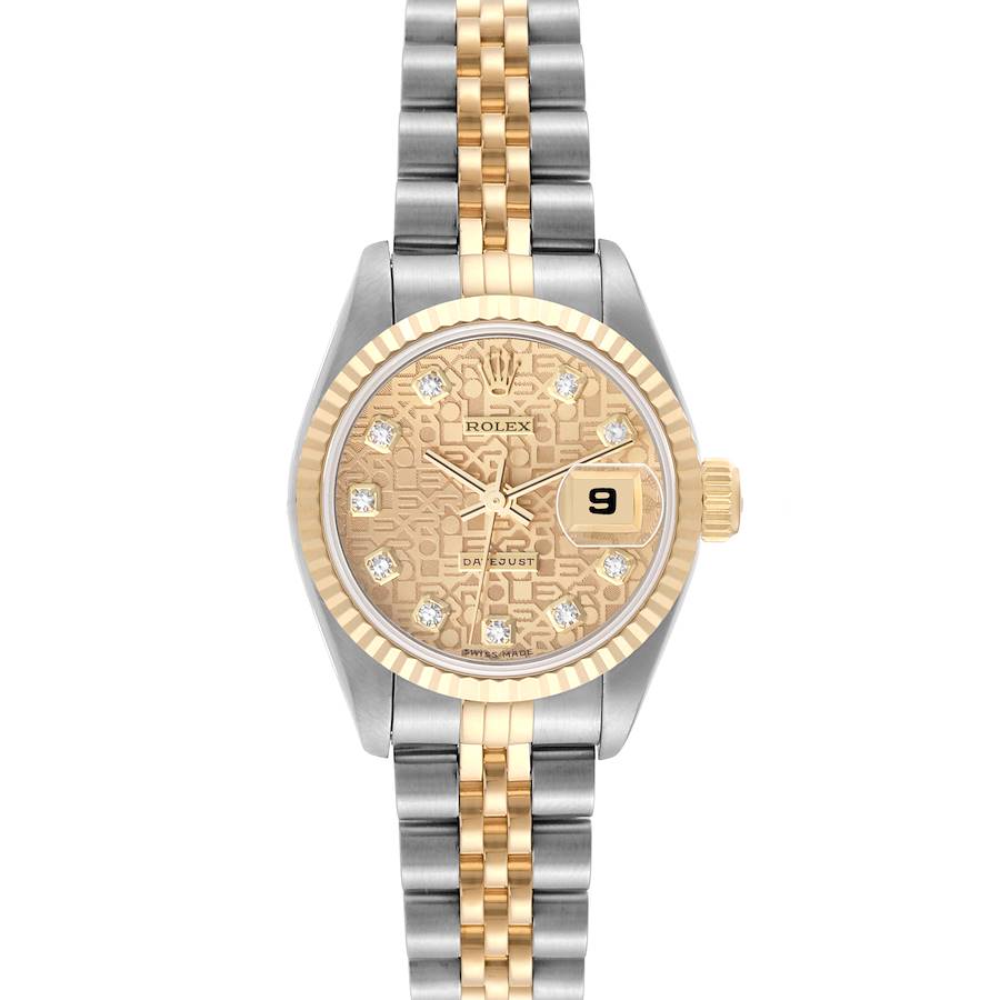 Rolex Datejust Diamond Dial Steel Yellow Gold Ladies Watch 69173 Box Papers SwissWatchExpo