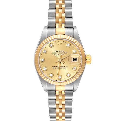 Photo of Rolex Datejust Steel Yellow Gold Champagne Diamond Dial Ladies Watch 79173