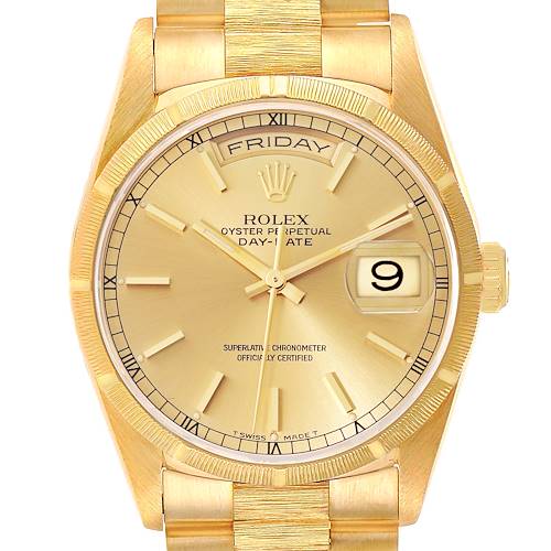 Photo of Rolex Day-Date President Yellow Gold Bark Finish Mens Watch 18248