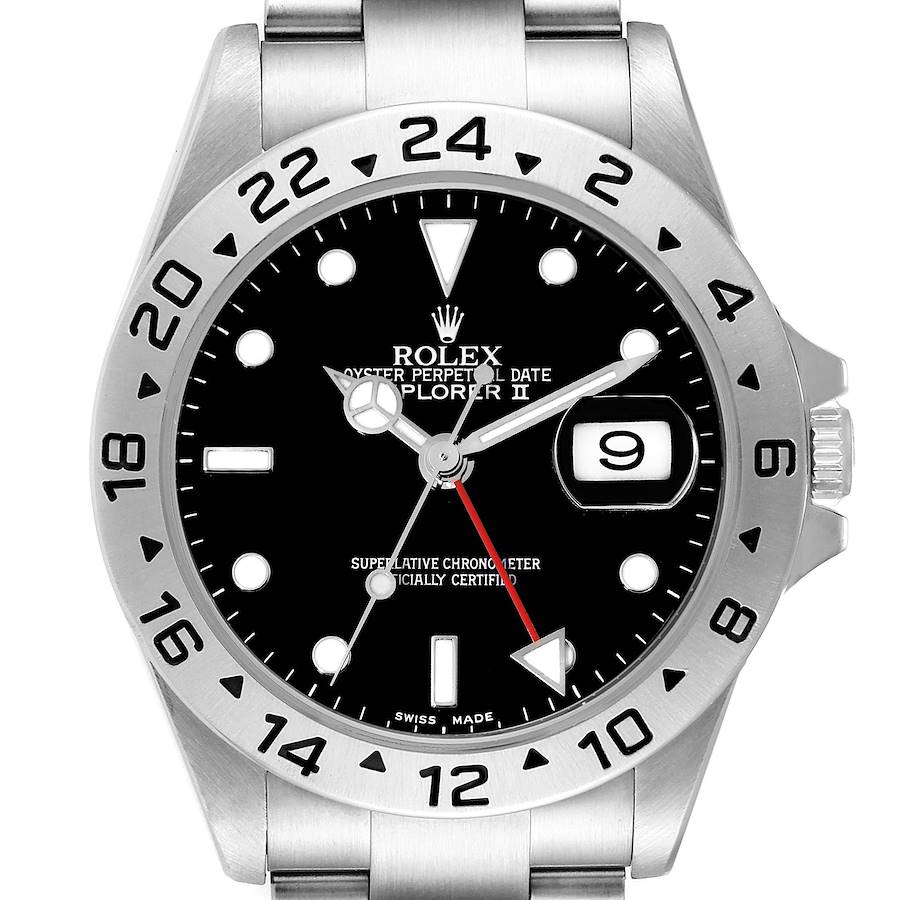 Rolex Explorer II Black Dial Steel Mens Watch 16570 Box Papers SwissWatchExpo