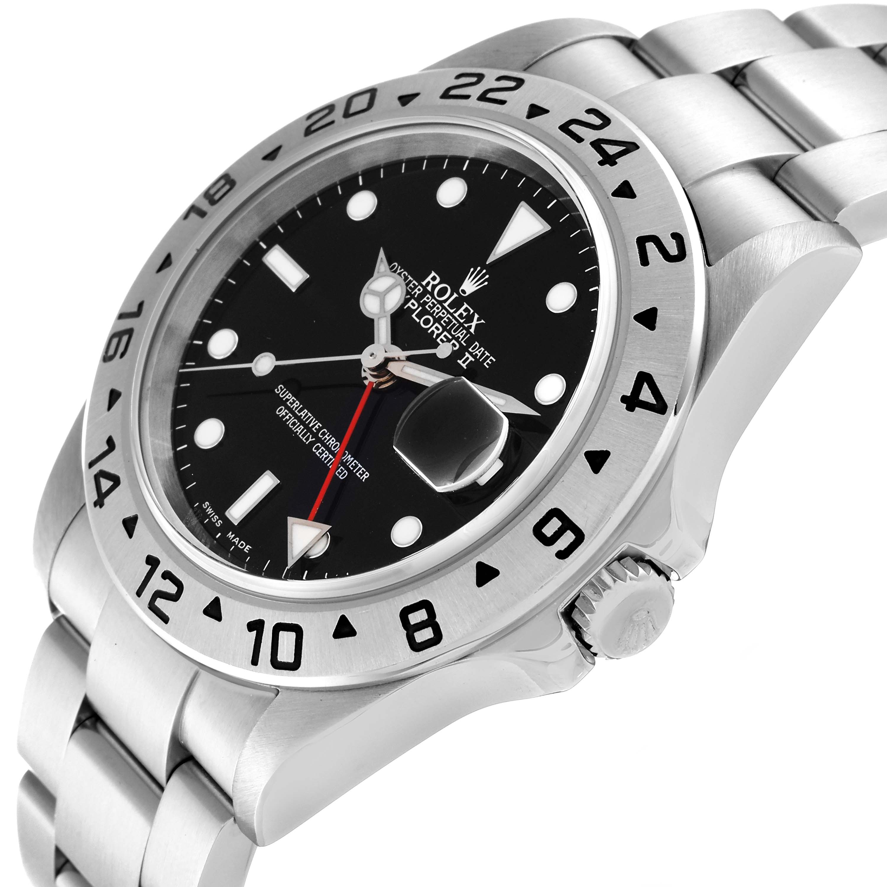 This image shows a close-up, angled view of the Rolex Explorer 16570 Men's Stainless Steel Black Dial 16570 Men's Stainless Steel Black Dial watch, highlighting the bezel, dial, Cyclops lens, and bracelet.