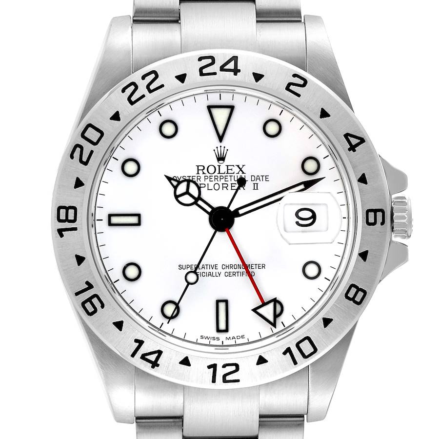 Rolex Explorer II Polar White Dial Steel Mens Watch 16570 SwissWatchExpo