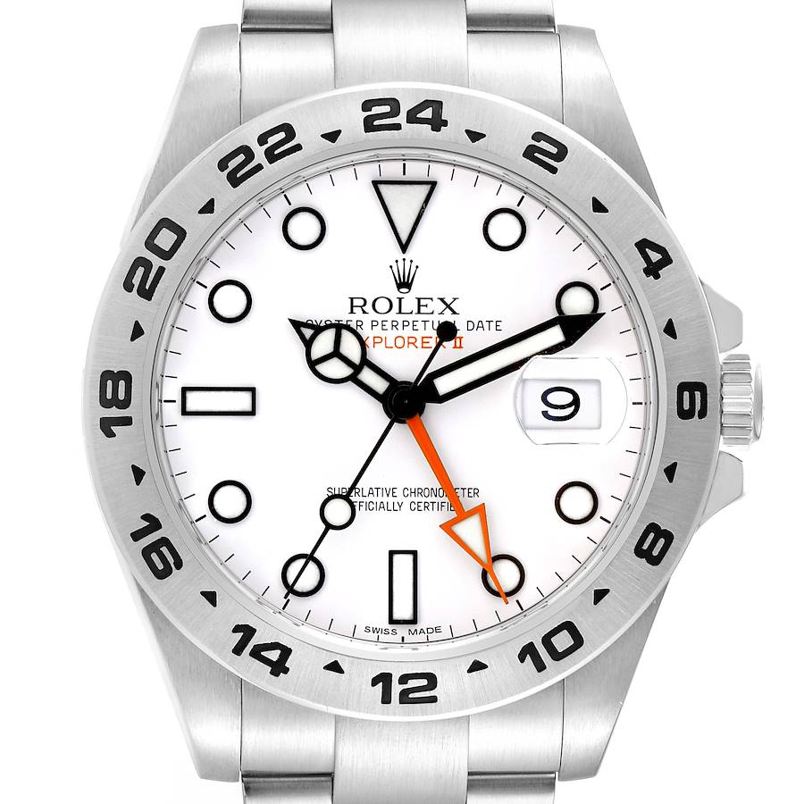 Rolex Explorer II White Dial Orange Hand Steel Mens Watch 216570 SwissWatchExpo