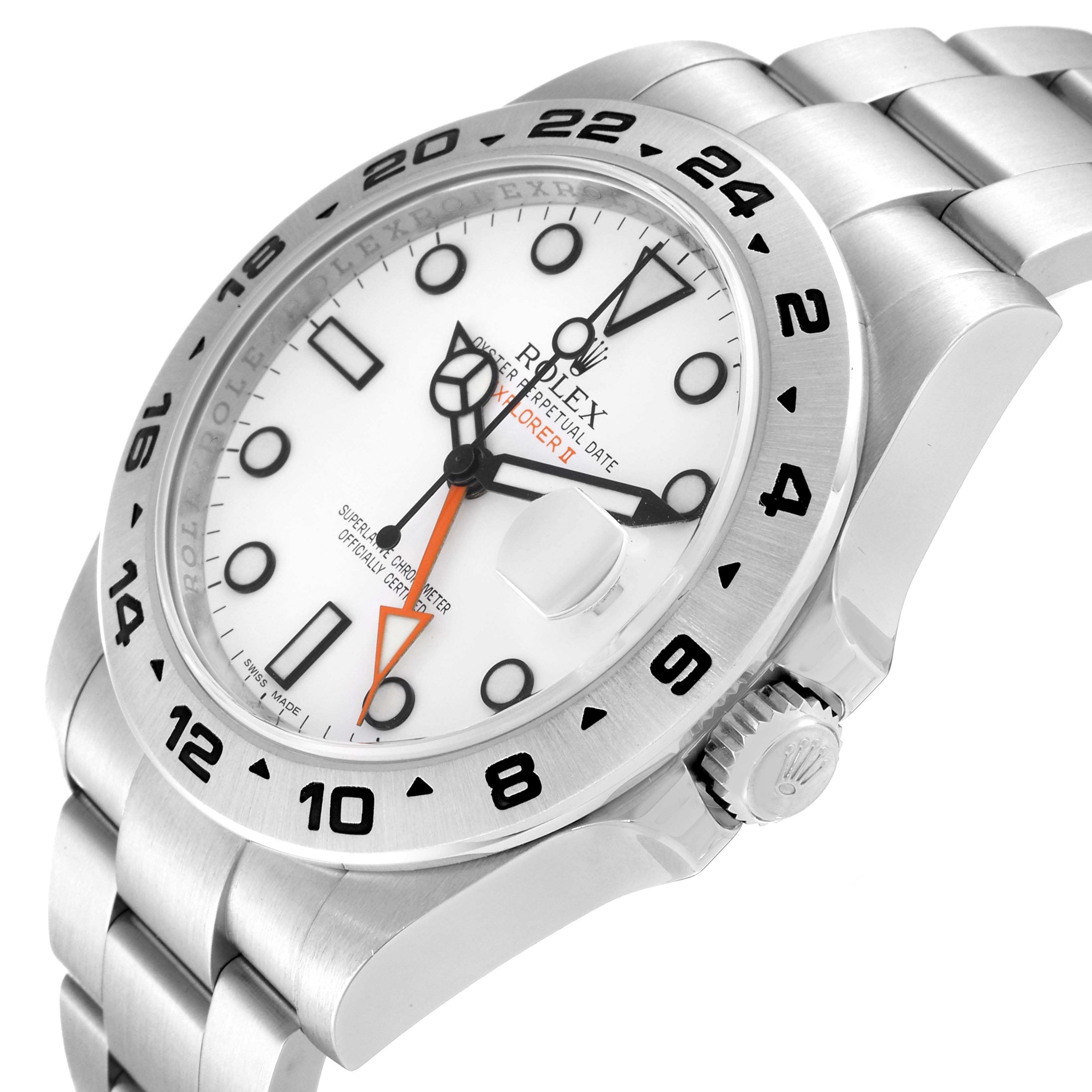 This image shows a close-up angled view of a Rolex Explorer 216570 Men's Stainless Steel White Dial 216570 Men's Stainless Steel White Dial watch, featuring the dial, bezel, and bracelet.