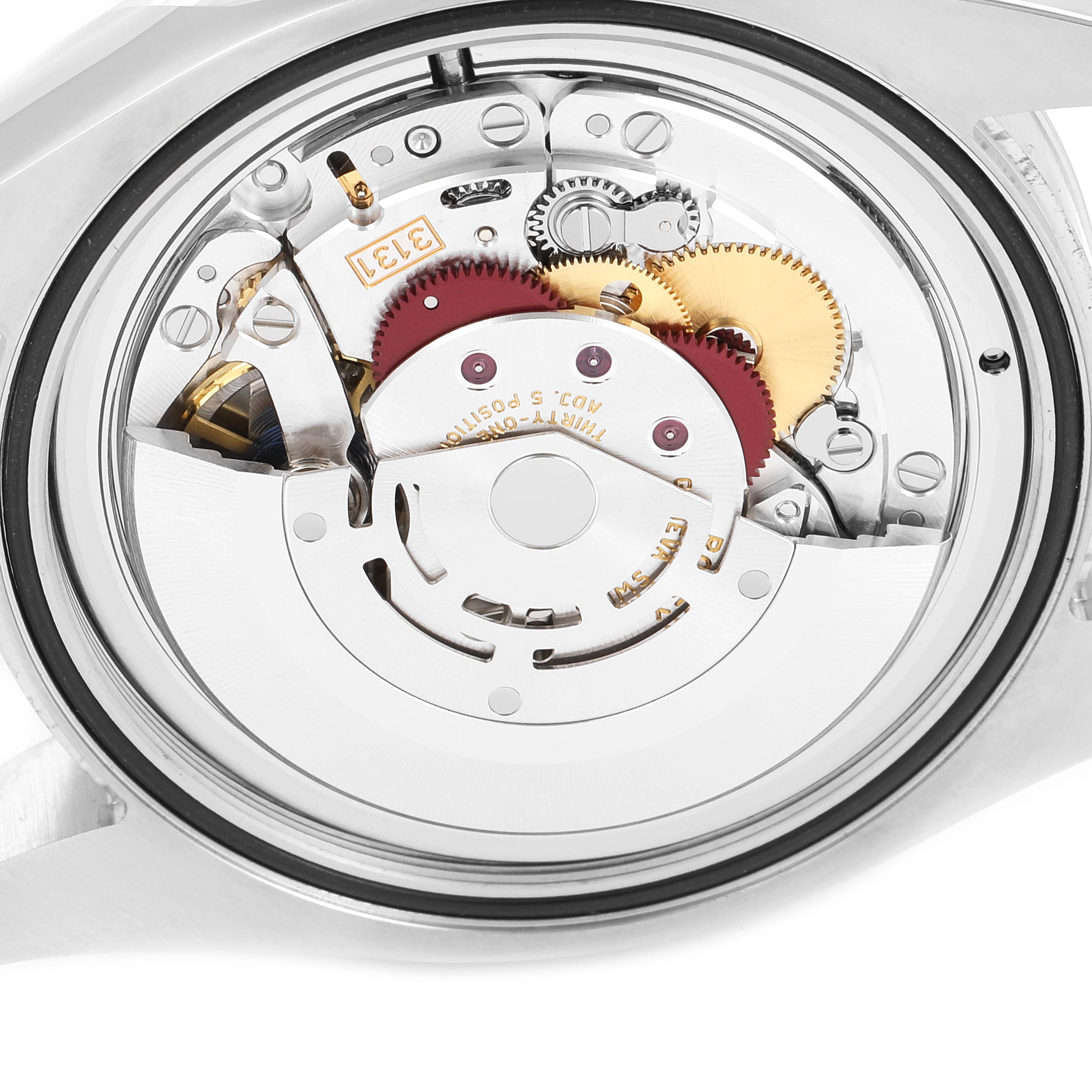 The image shows the internal mechanism of a Rolex Air-King 116900 Men's Stainless Steel Black Dial 116900 Men's Stainless Steel Black Dial watch, viewed from the back case without the cover.