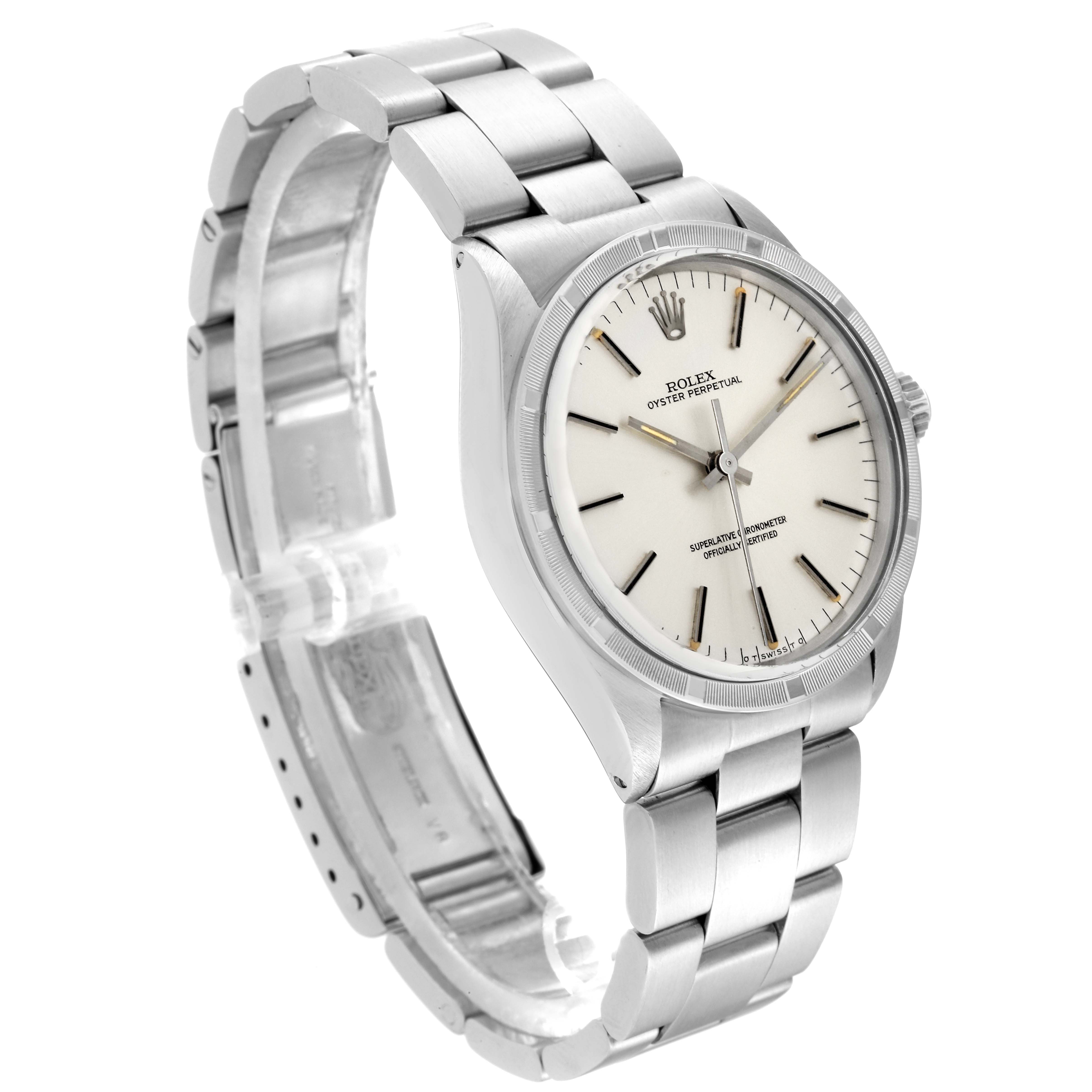 The image shows a side angle of the Vintage Collection Rolex watch, displaying the face, bezel, and bracelet.