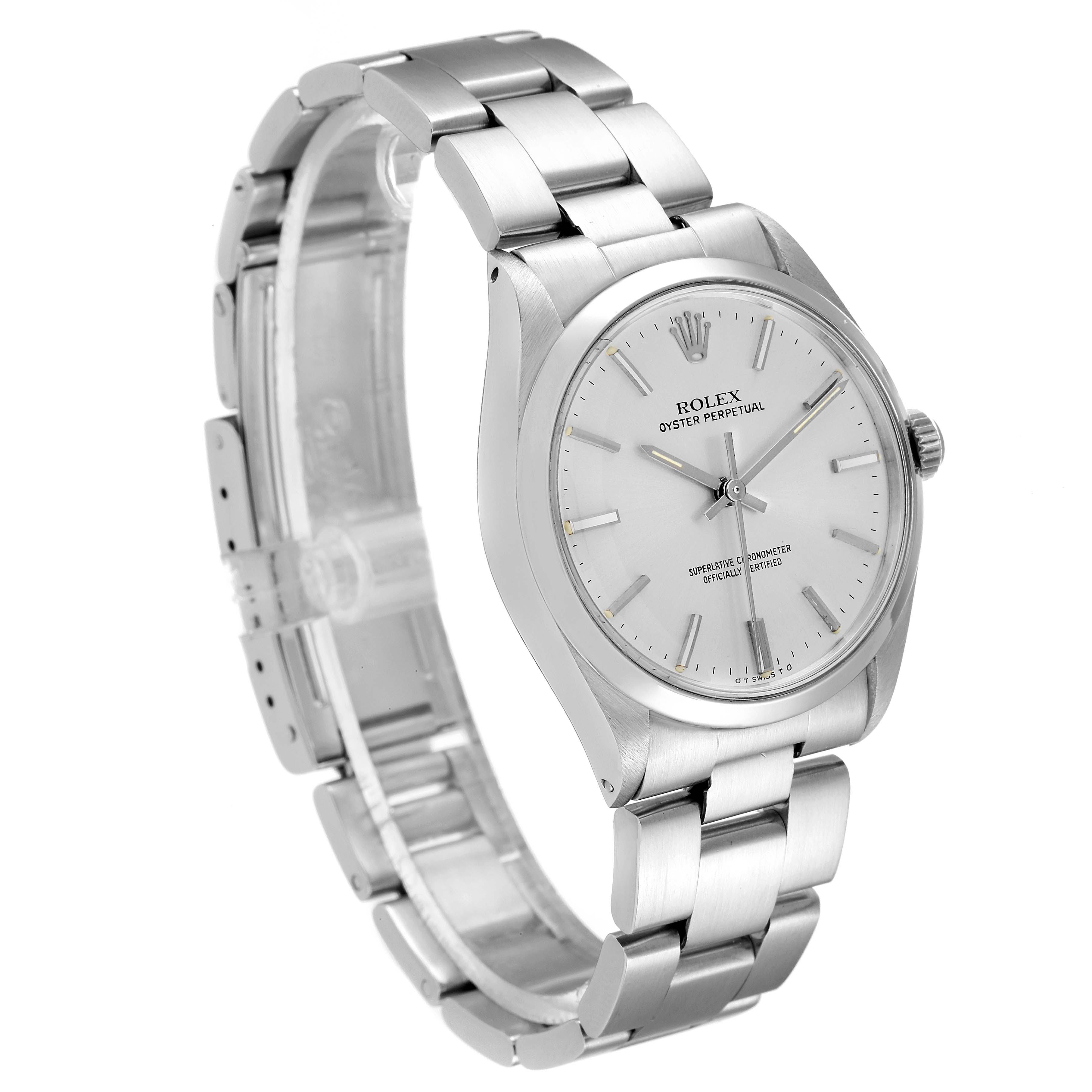 The Vintage Collection model by Rolex is shown at a three-quarter angle, highlighting the watch face, case, and bracelet.