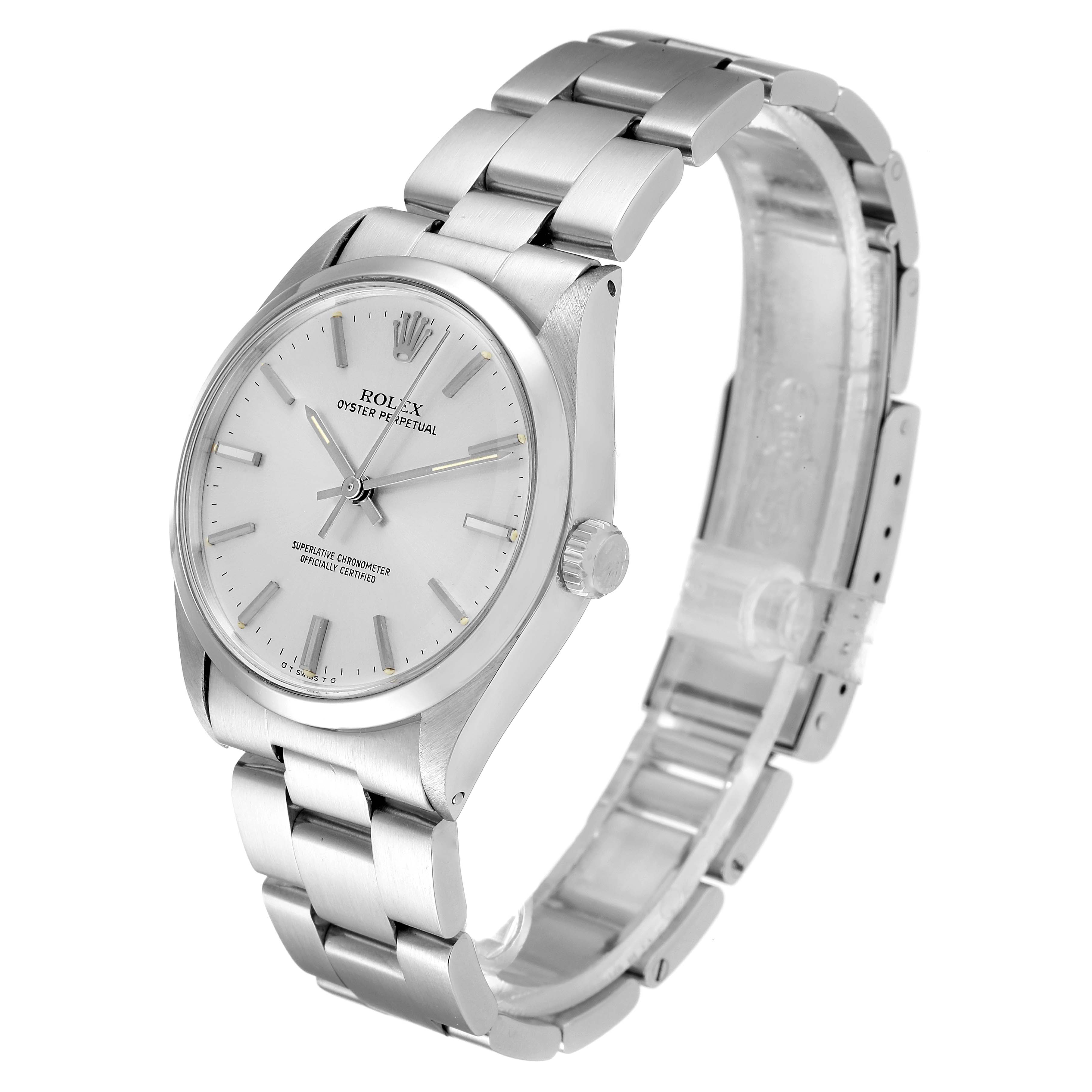 The Vintage Collection model by Rolex is shown at a three-quarter angle, displaying the face, bezel, crown, and bracelet.