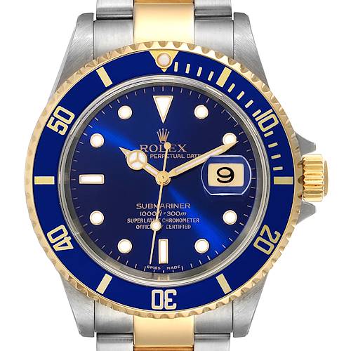 Photo of Rolex Submariner Blue Dial Steel Yellow Gold Mens Watch 16613 ADD ONE LINK