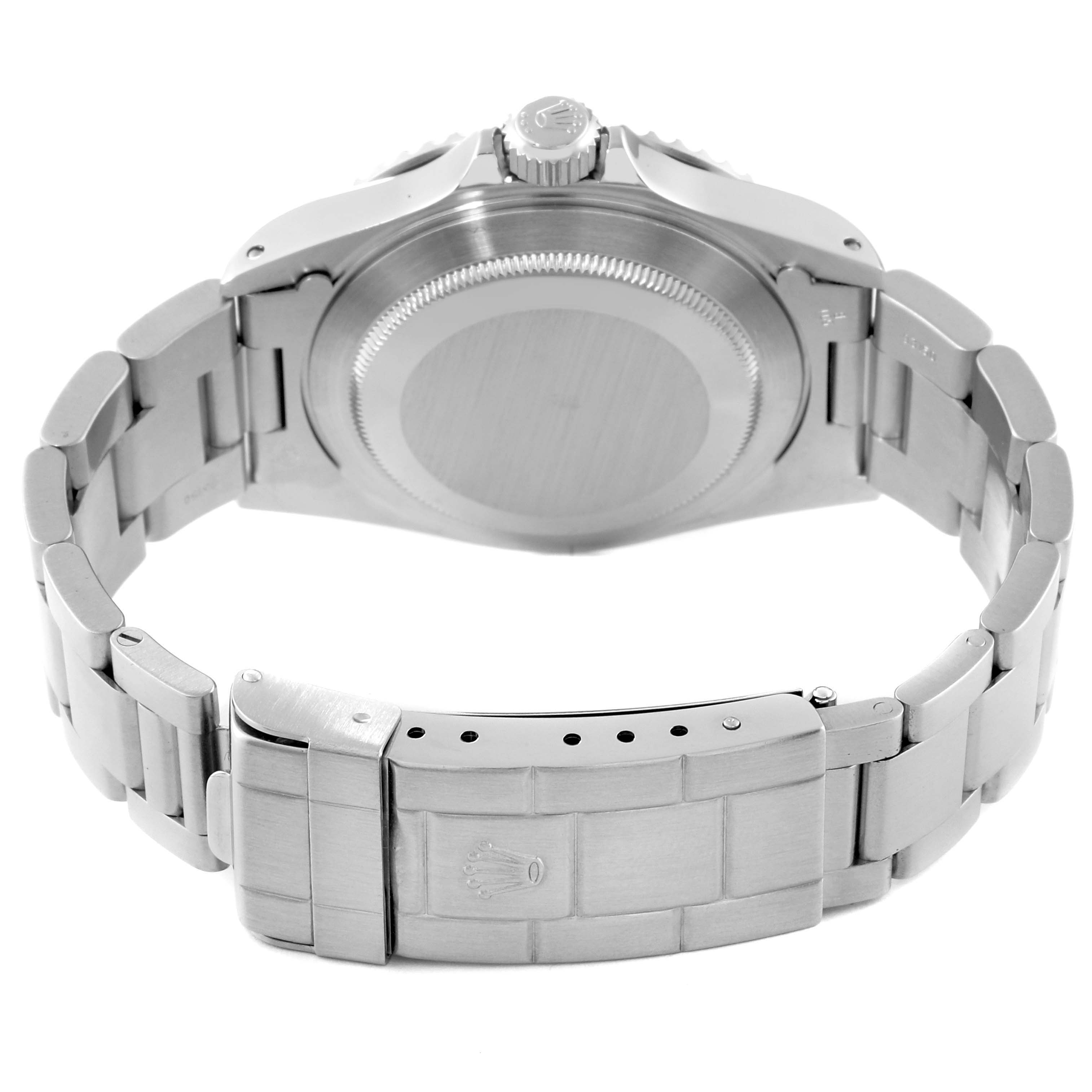 The image shows the back view, clasp, and bracelet of the Rolex Submariner 14060 Men's Stainless Steel Black Dial 14060 Men's Stainless Steel Black Dial watch.