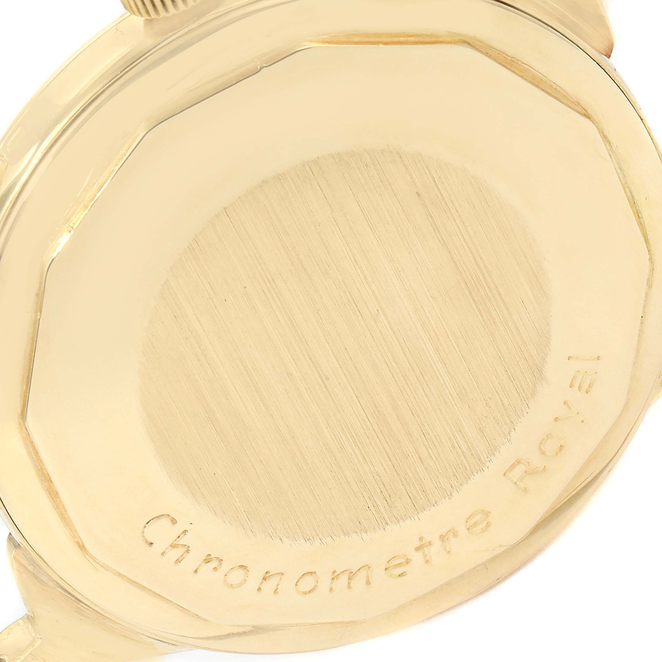 This image shows the back case of a Vintage Vacheron Constantin Chronometre Royal watch.