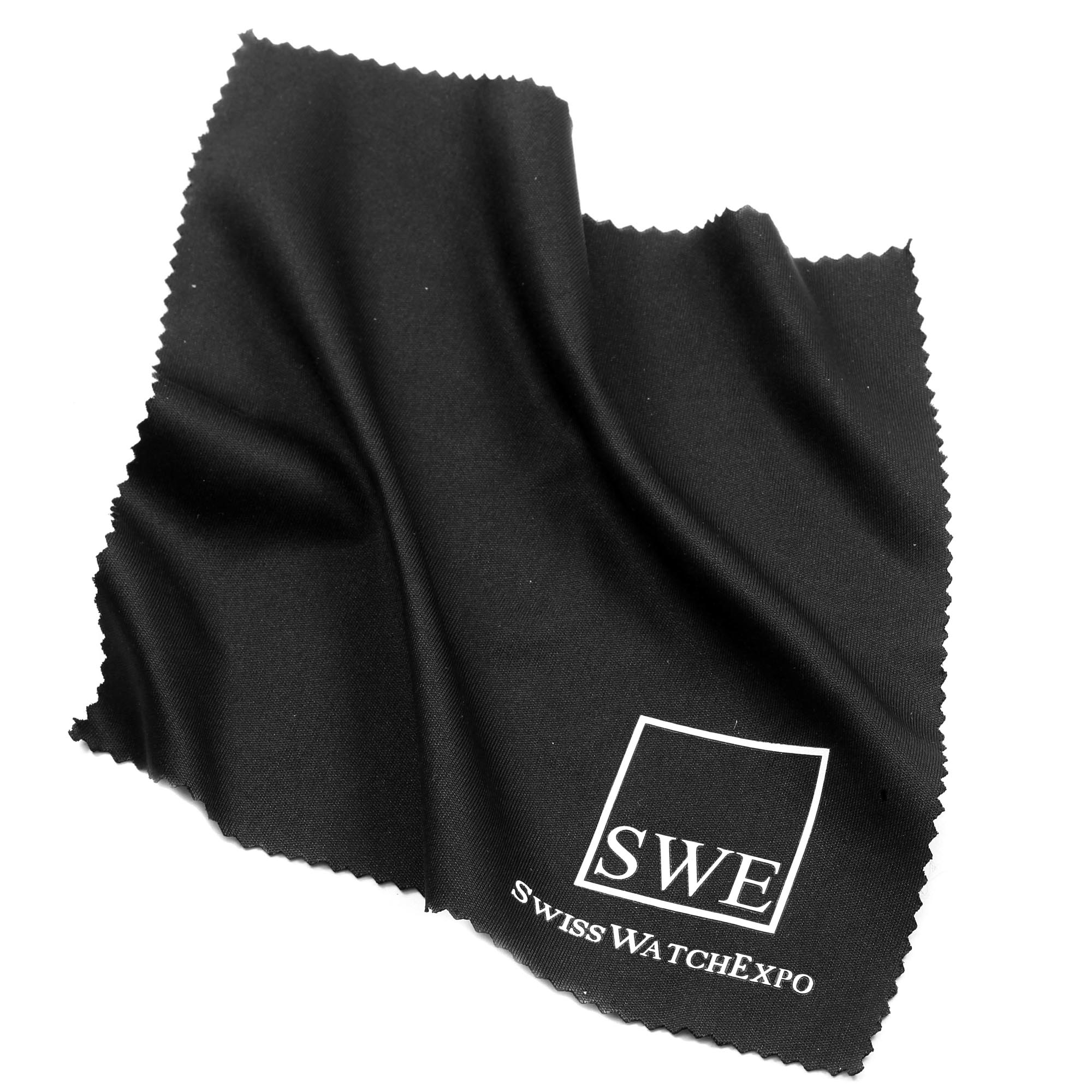 This image shows a cleaning cloth for a Rolex Air-King Men's  Men's  watch, branded with "Swiss Watch Expo."