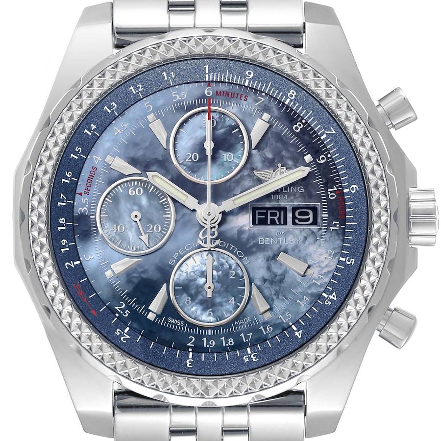 Breitling Bentley Motors GT Blue Mother of Pearl Dial Watch A13362 Box Card SwissWatchExpo