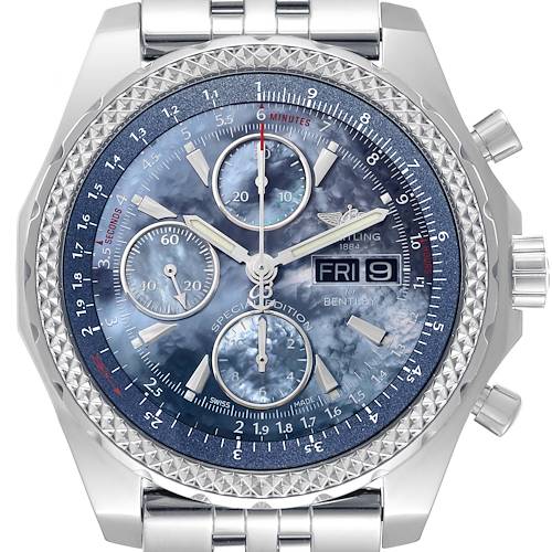 Photo of Breitling Bentley Motors GT Blue Mother of Pearl Dial Watch A13362 Box Card