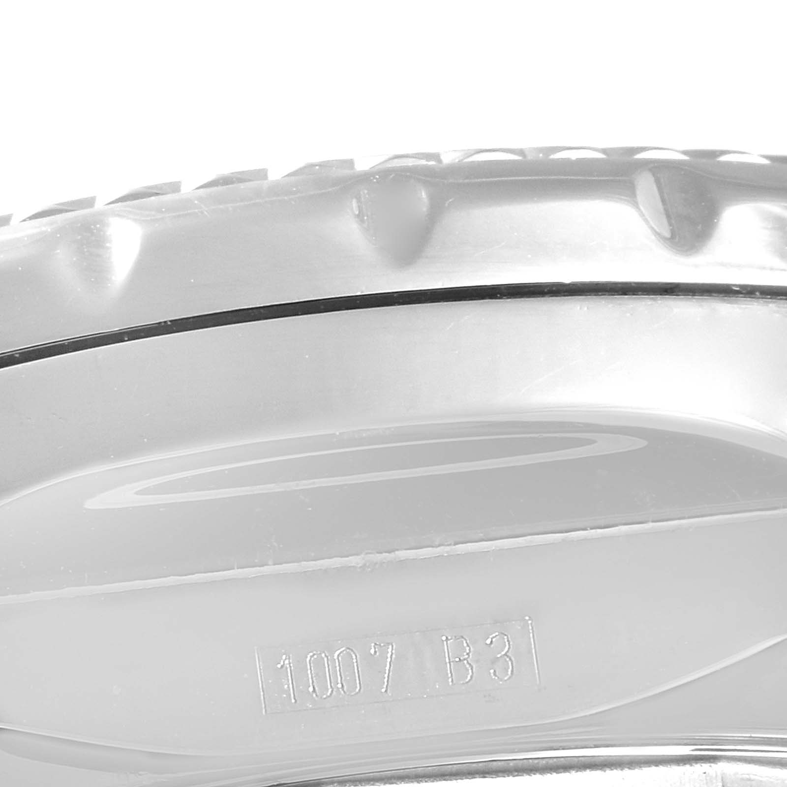 This image shows a close-up of the bezel and part of the case back of the Breitling Bentley A13362 Men's Stainless Steel Silver Dial A13362 Men's Stainless Steel Silver Dial watch.