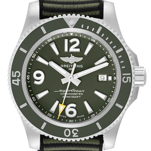 Photo of Breitling Superocean 44 Outerknown Green Dial Steel Mens Watch A17367 Box Card