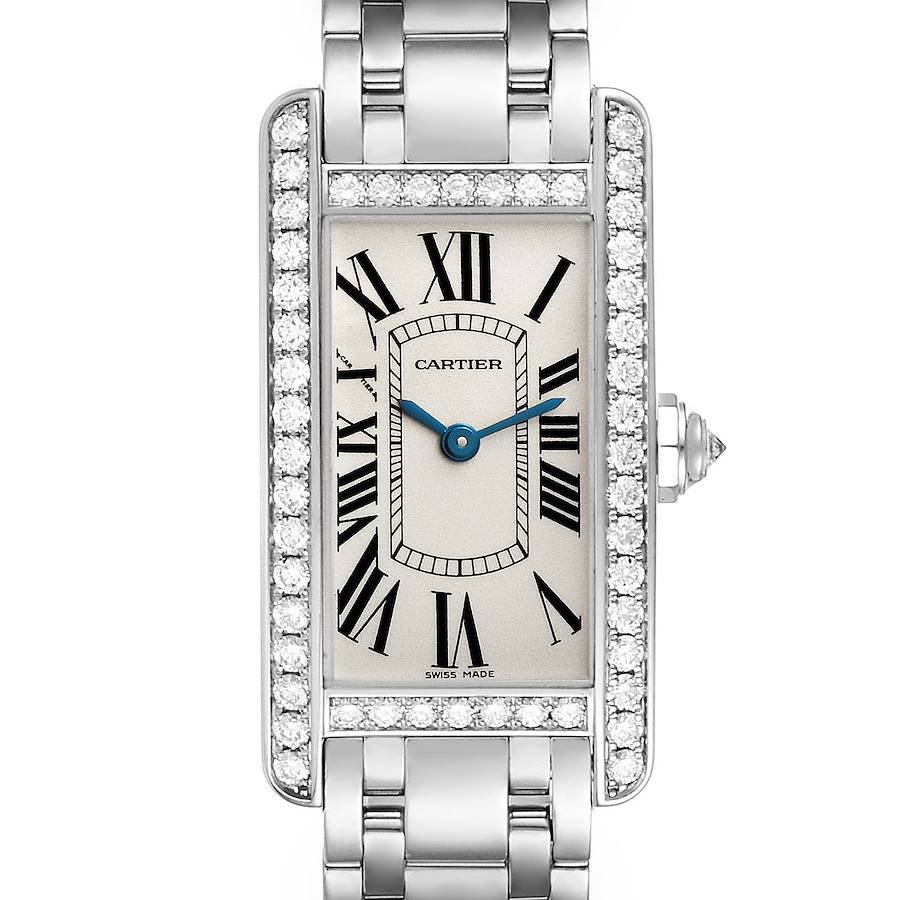 Cartier Tank Americaine White Gold Diamond Ladies Watch WB7073L1 SwissWatchExpo