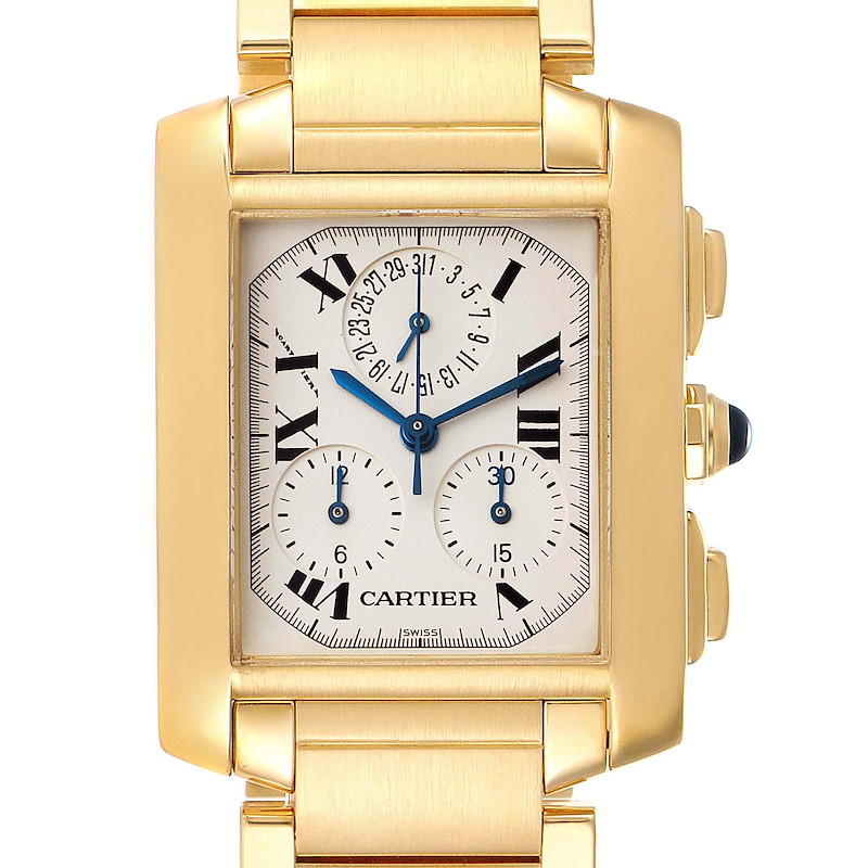 Cartier Tank Francaise Chrongraph Yellow Gold Quartz Watch W50005R2 SwissWatchExpo