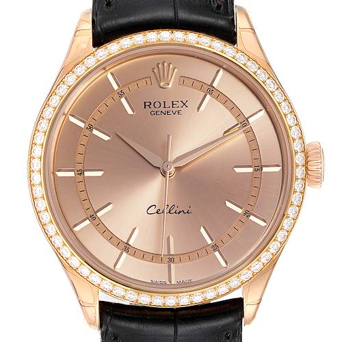 Photo of Rolex Cellini Everose Gold Automatic Diamond Mens Watch 50705 Unworn